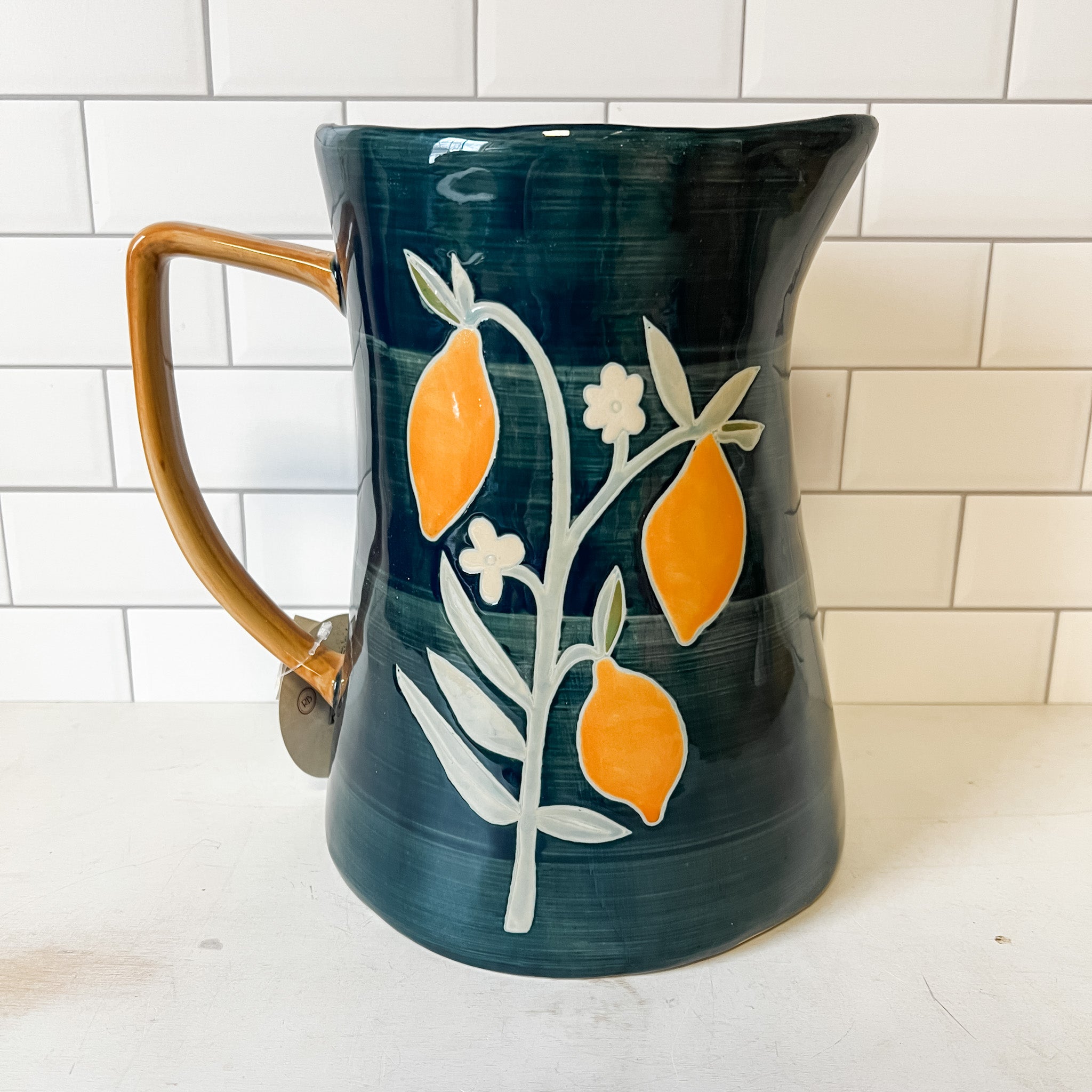 Hand-Painted Stoneware Pitcher