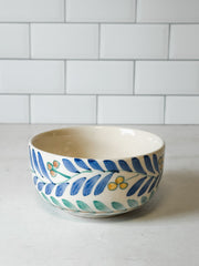 hand painted stoneware bowl with vine design at the rustic barn in killingworth ct