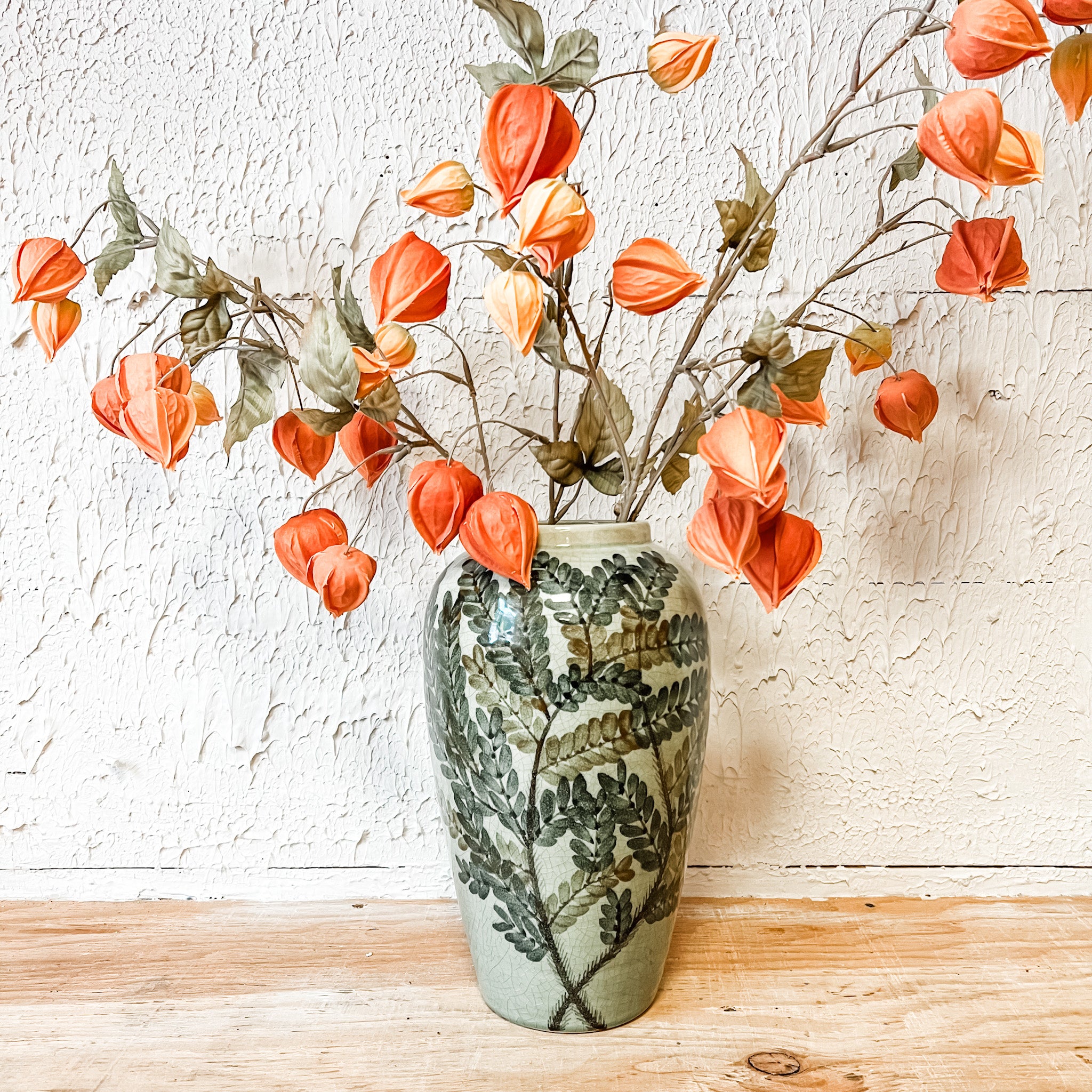 12" Painted Fern Green Vase