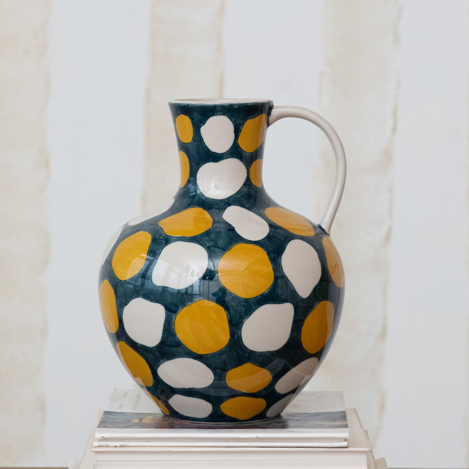 Hand-Painted Stoneware Dot Jug