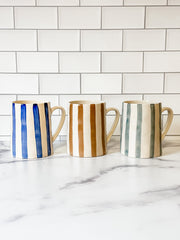 Hand-Painted Stoneware Striped Mug