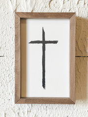 Hand-Painted Minimalist Wood Cross at the Rustic Barn in Killingworth, CT