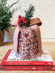 hand poured cranberry prosecco holiday soy candle at the rustic barn in killingworth ct