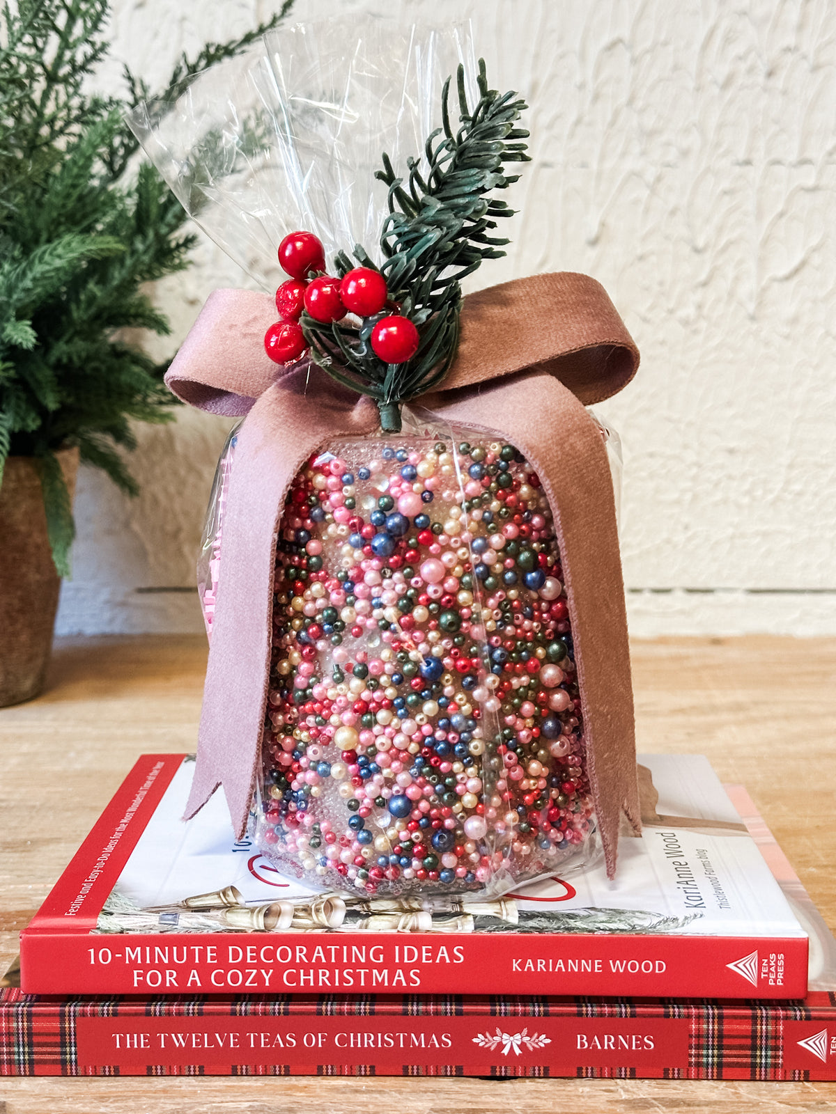 hand poured cranberry prosecco holiday soy candle at the rustic barn in killingworth ct