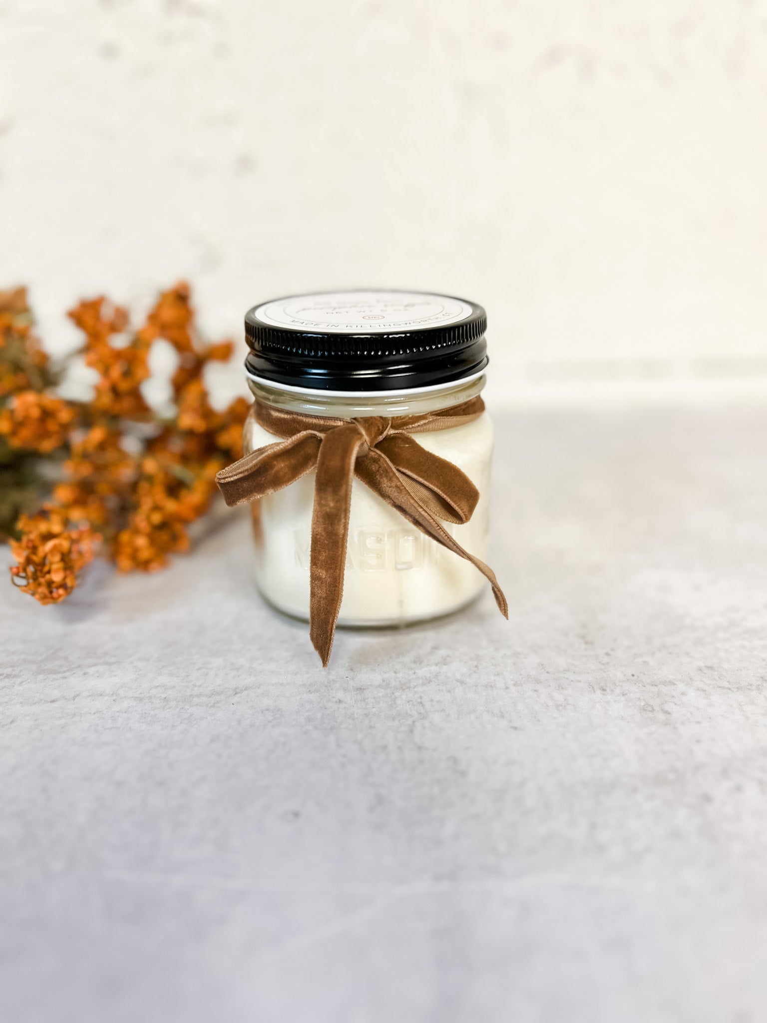 hand-poured soy fall candle at the rustic barn in killingworth ct