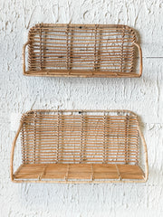 Hand-Woven Rattan & Metal Wall Shelf at the Rustic Barn in Killingworth, CT