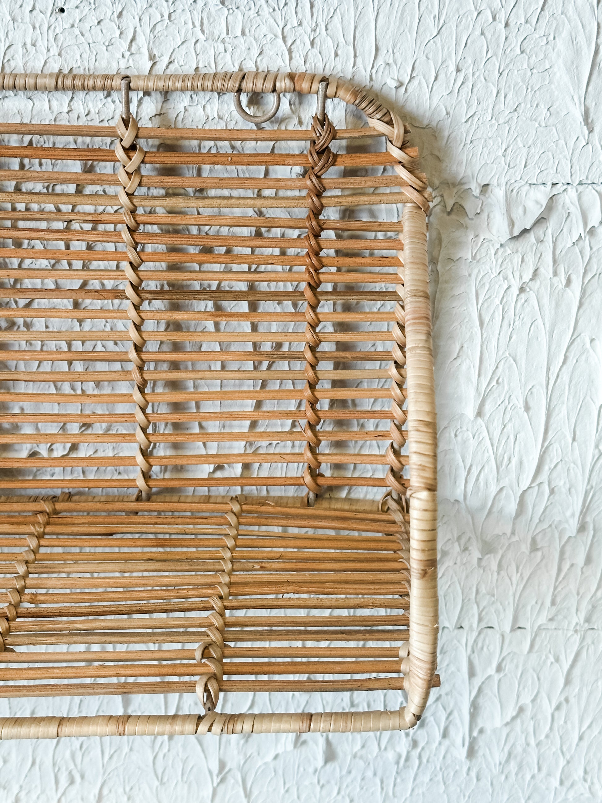 Hand-Woven Rattan & Metal Wall Shelf at the Rustic Barn in Killingworth, CT