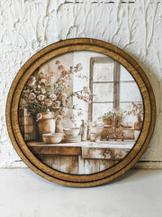 Handcrafted Round Rustic Kitchen Art at the Rustic Barn in Killingworth, CT