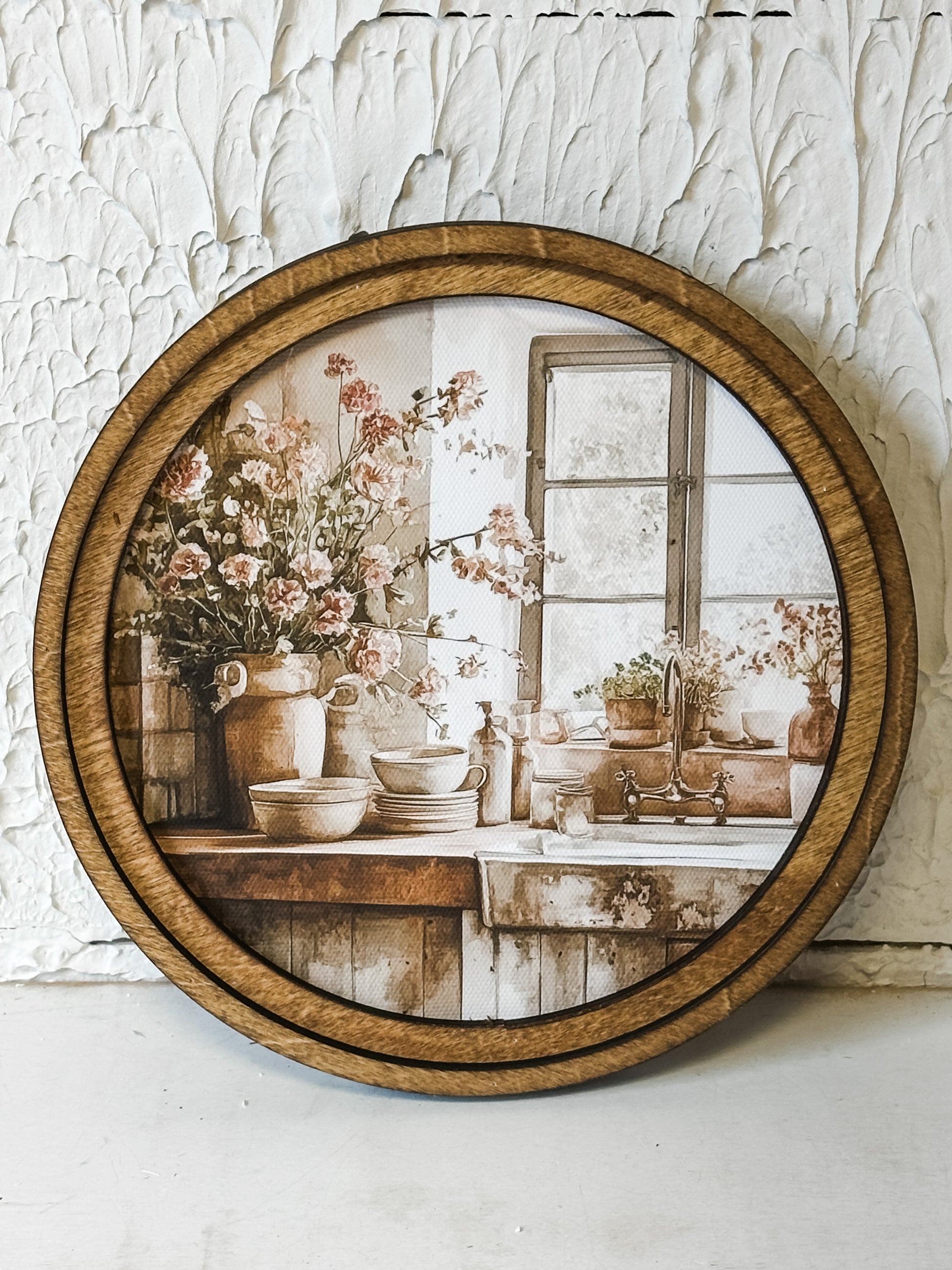 Handcrafted Round Rustic Kitchen Art at the Rustic Barn in Killingworth, CT