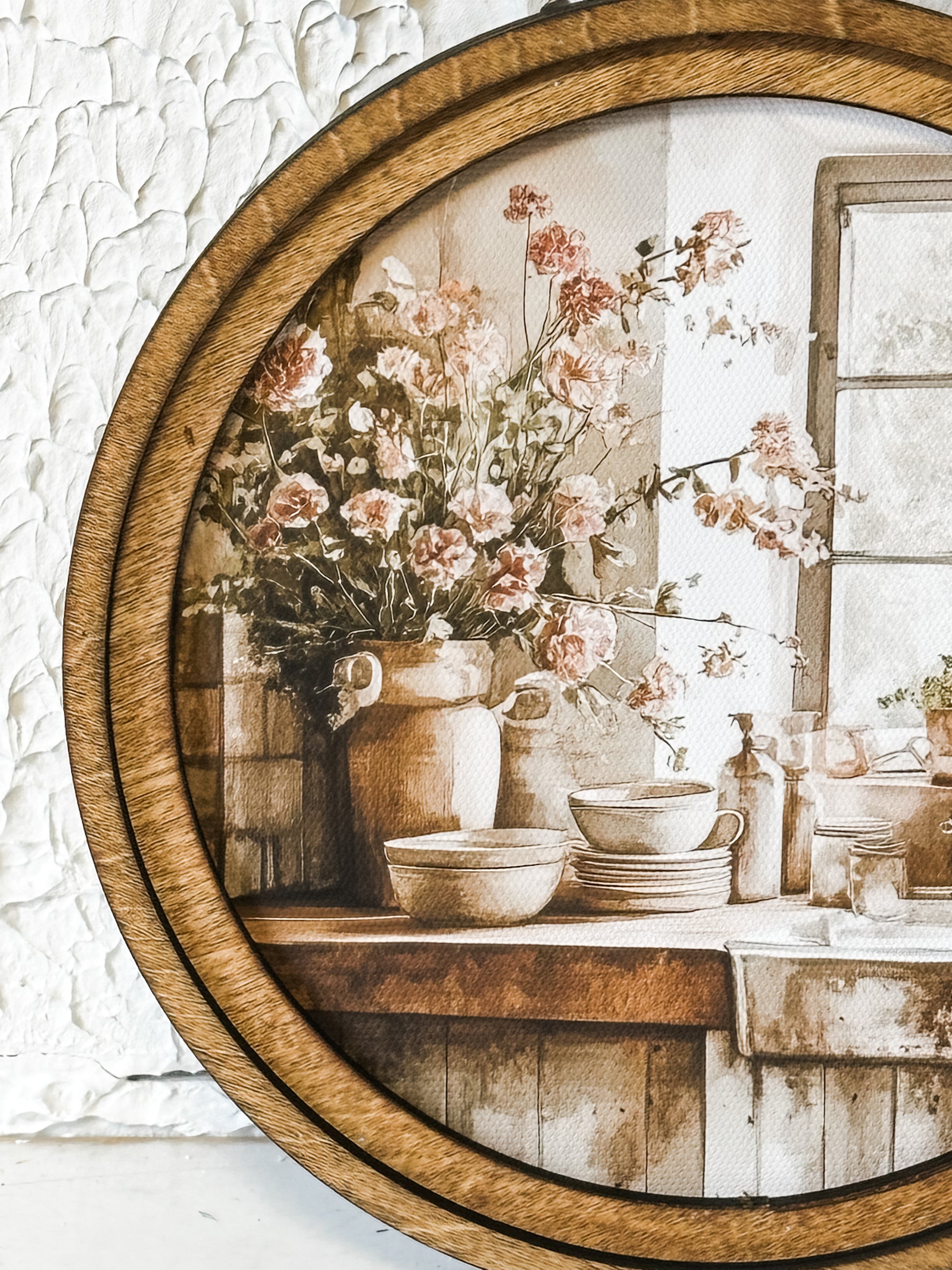 Handcrafted Round Rustic Kitchen Art at the Rustic Barn in Killingworth, CT