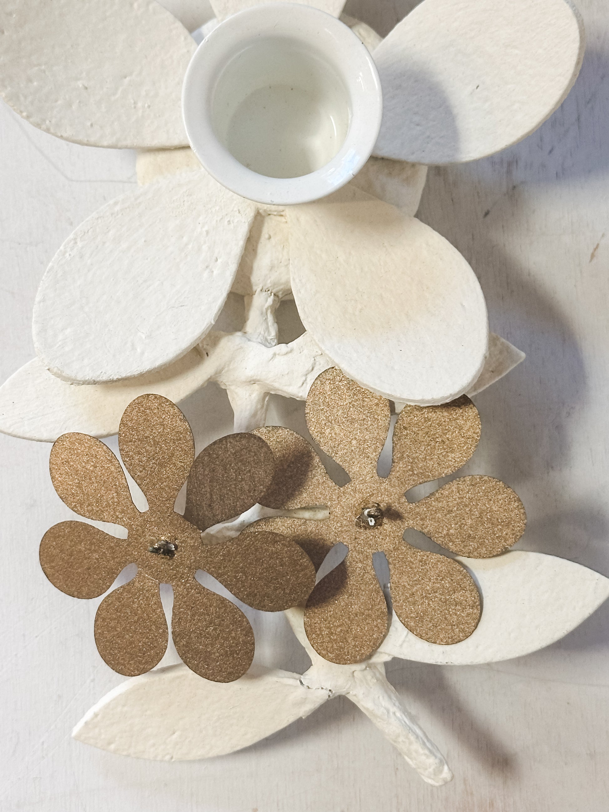 handmade leaves and flower shaped taper holder at The Rustic Barn in Killingworth CT