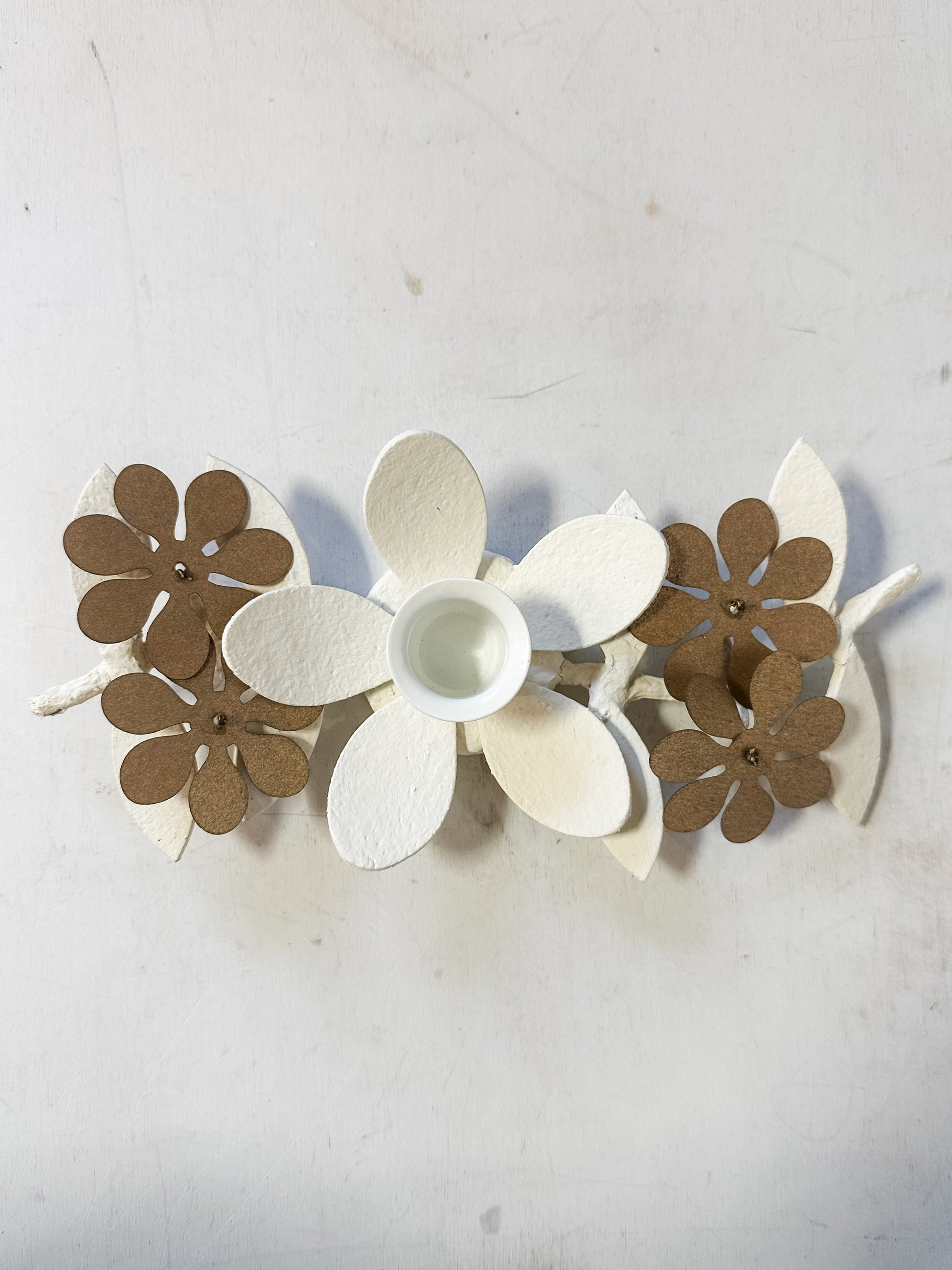 handmade leaves and flower shaped taper holder at The Rustic Barn in Killingworth CT