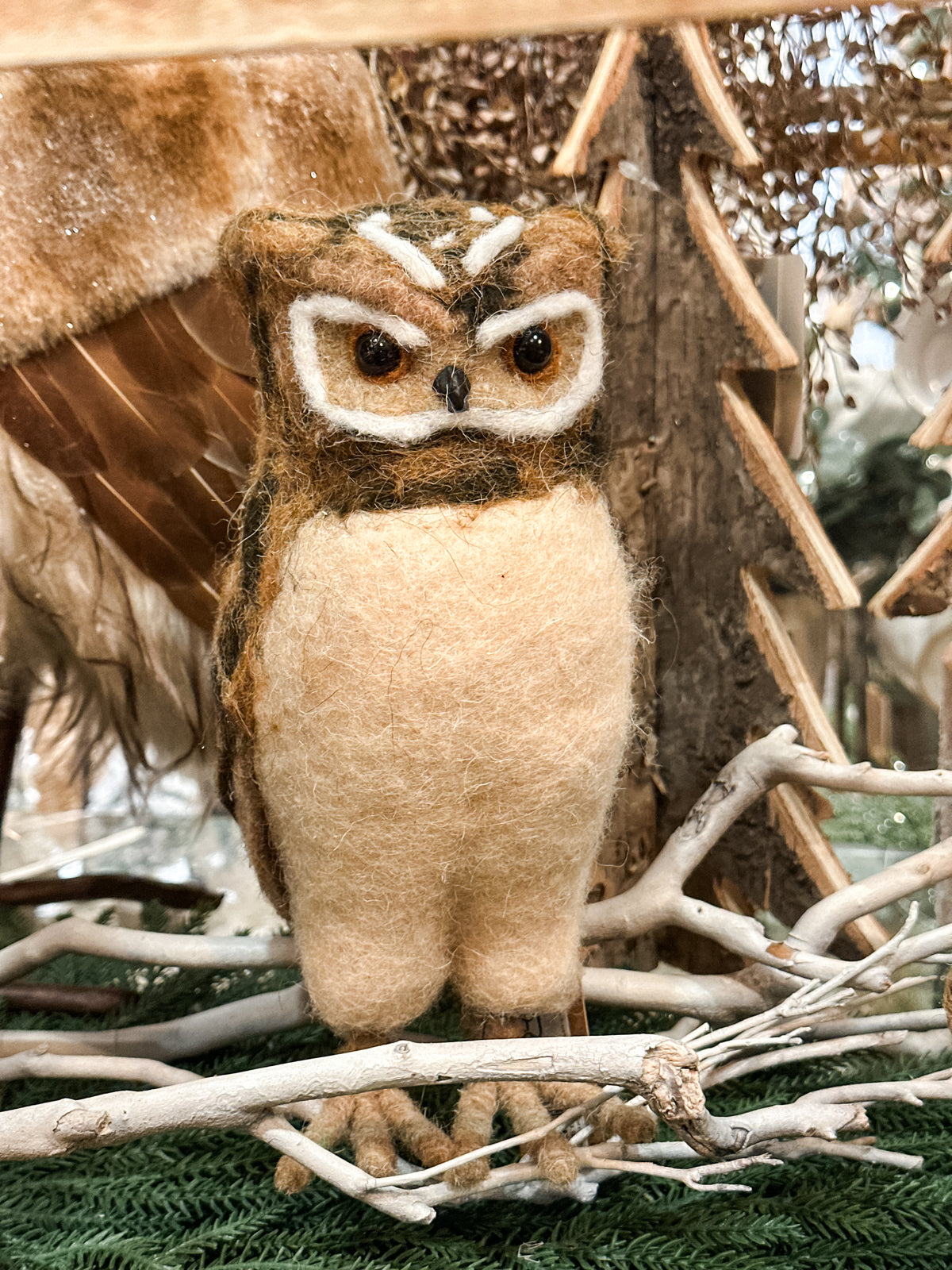 handmade wool felt owl at The Rustic Barn in Killingworth CT