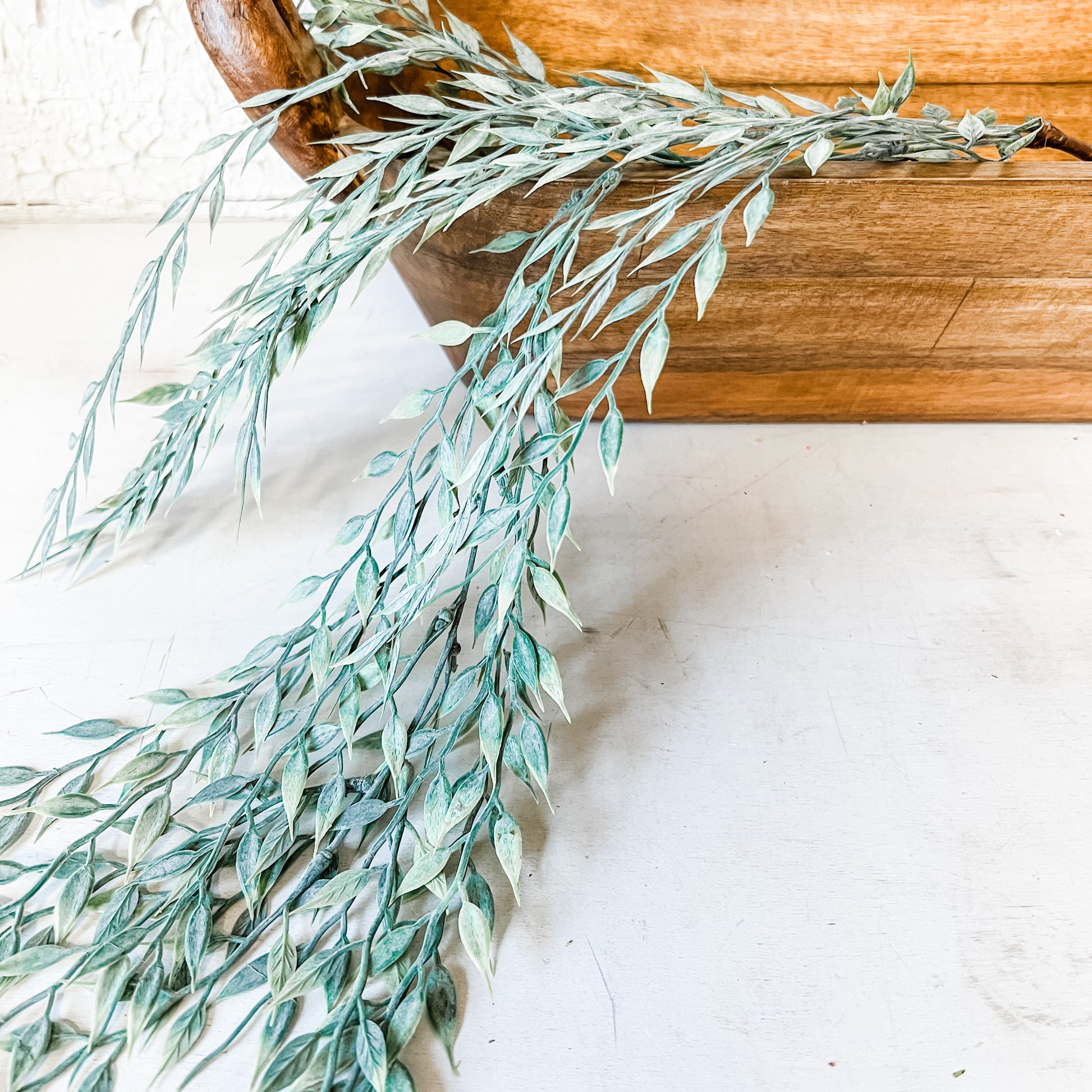 hanging willow leaf faux spray at the rustic barn in killingworth ct