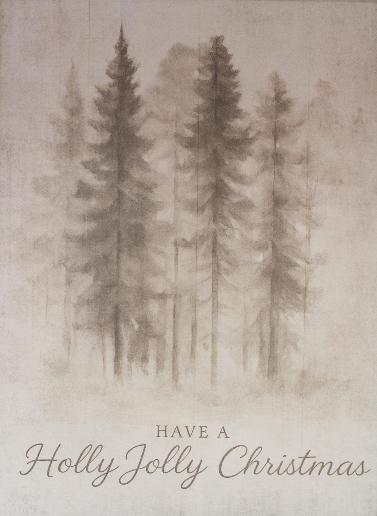 Have a holly jolly christmas wooden everygreen and snow print for christmas wall art for sale at the rustic barn in Killingworth, CT