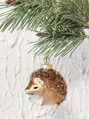 hedgehog glass sparkley christmas ornament at the rustic barn in killingworth ct