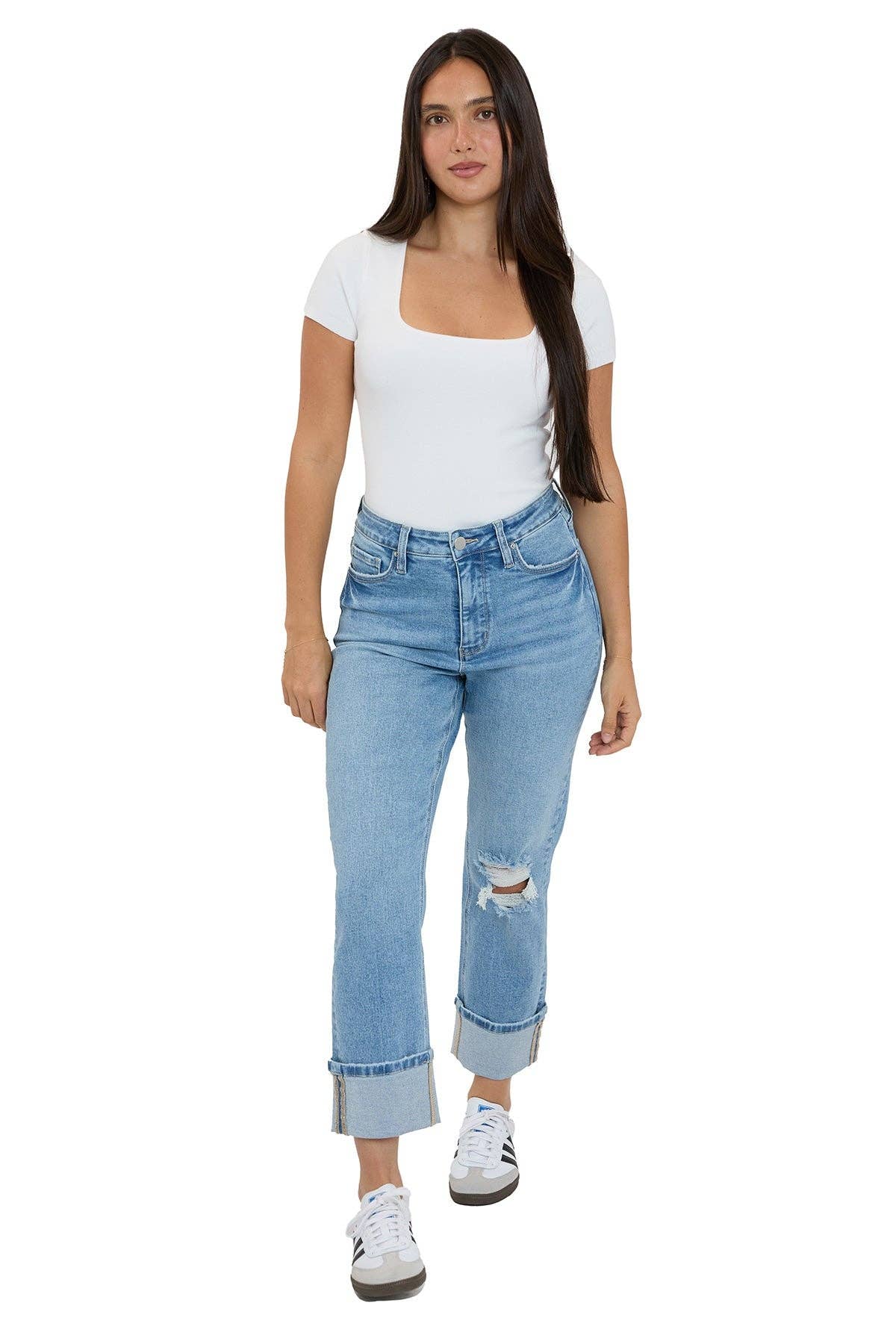 high rise cuffed straight leg jeans at the rustic barn in killingworth ct