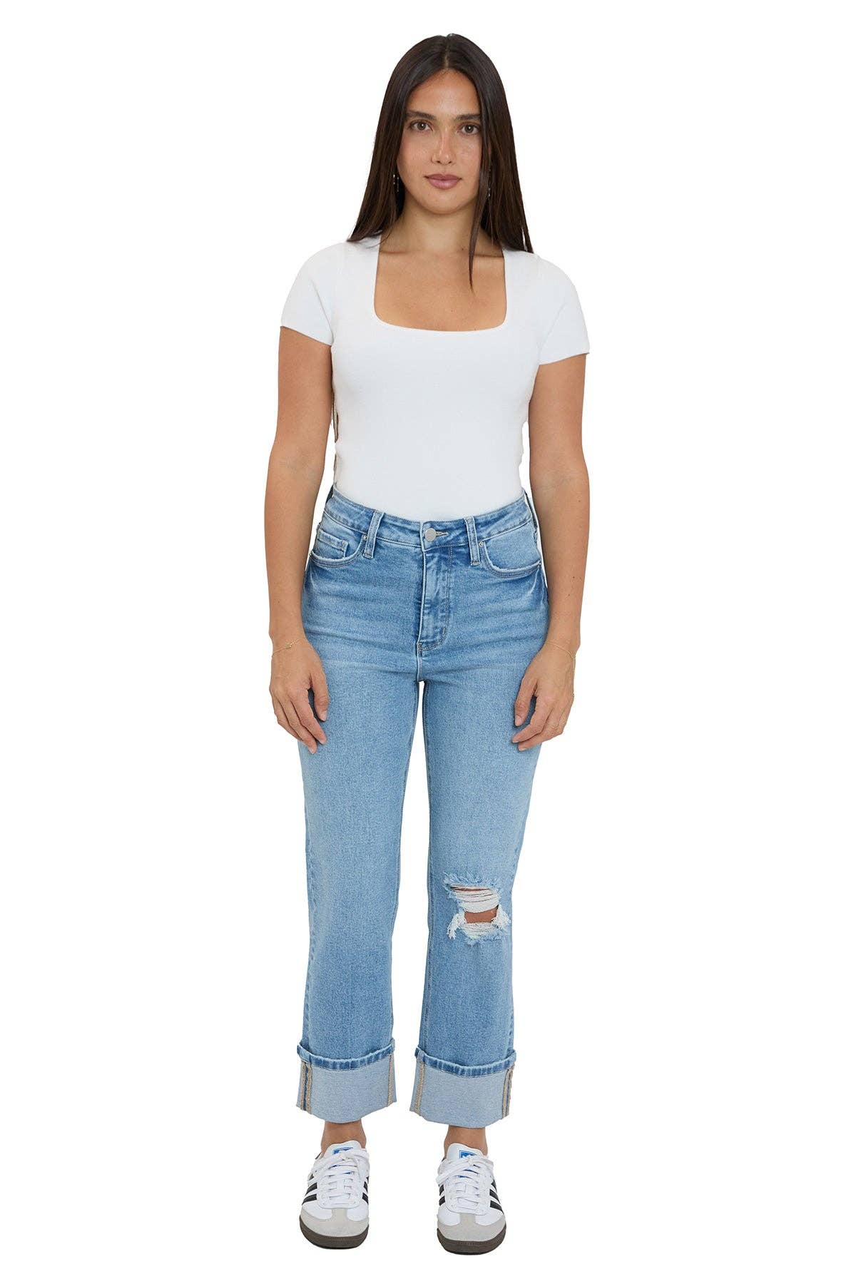 high rise cuffed straight leg jeans at the rustic barn in killingworth ct