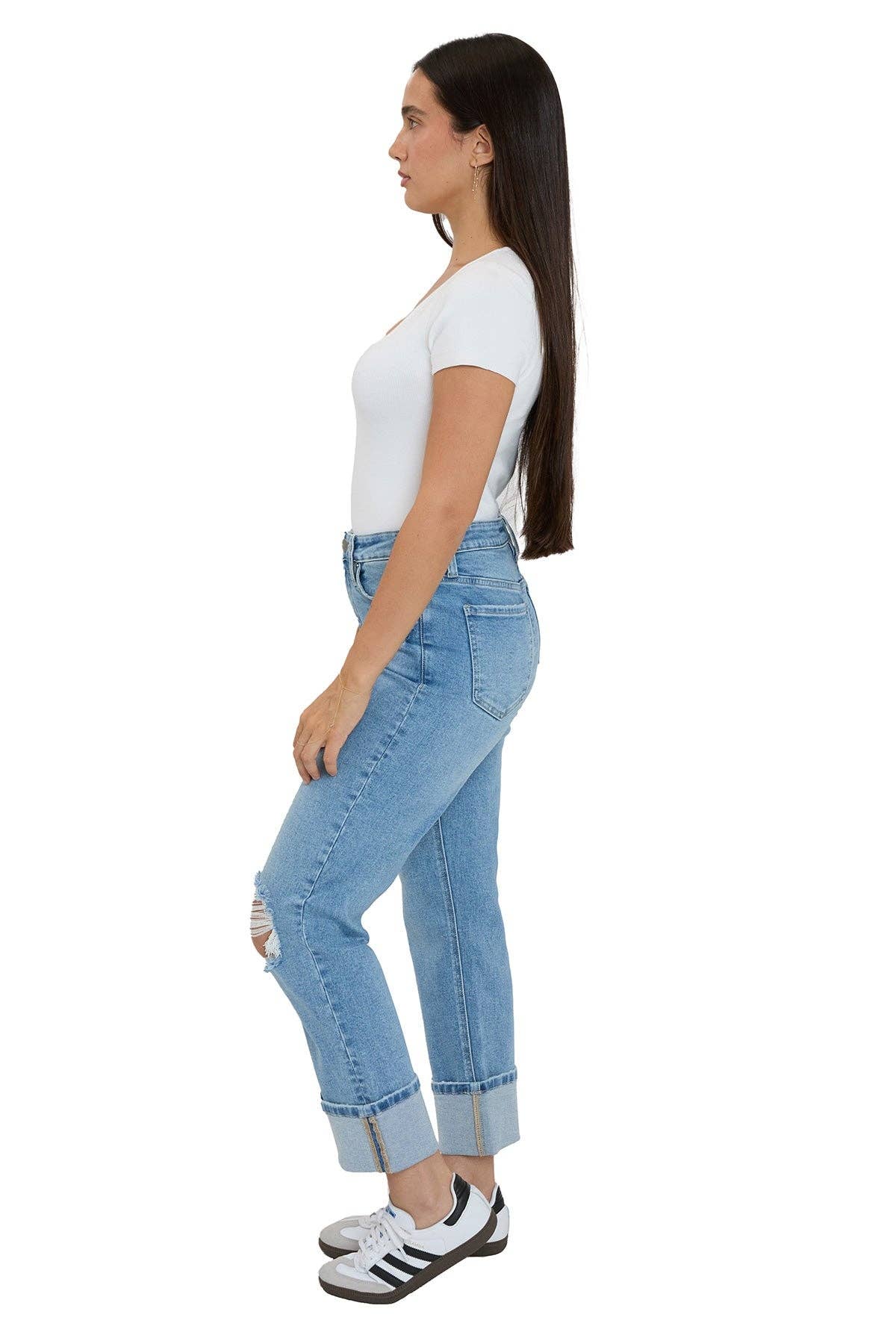 high rise cuffed straight leg jeans at the rustic barn in killingworth ct