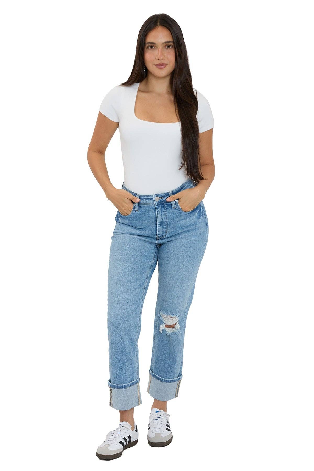 high rise cuffed straight leg jeans at the rustic barn in killingworth ct