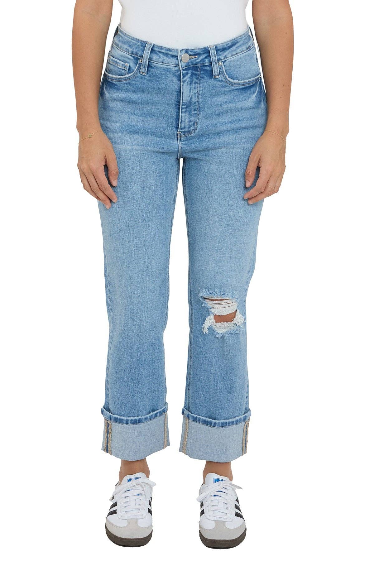 high rise cuffed straight leg jeans at the rustic barn in killingworth ct