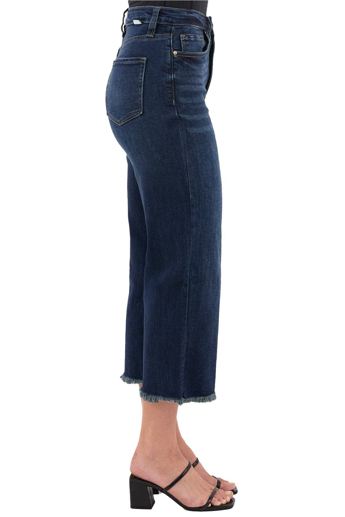 high rise wide leg cropped frayed jeans at the rustic barn in killingworth ct