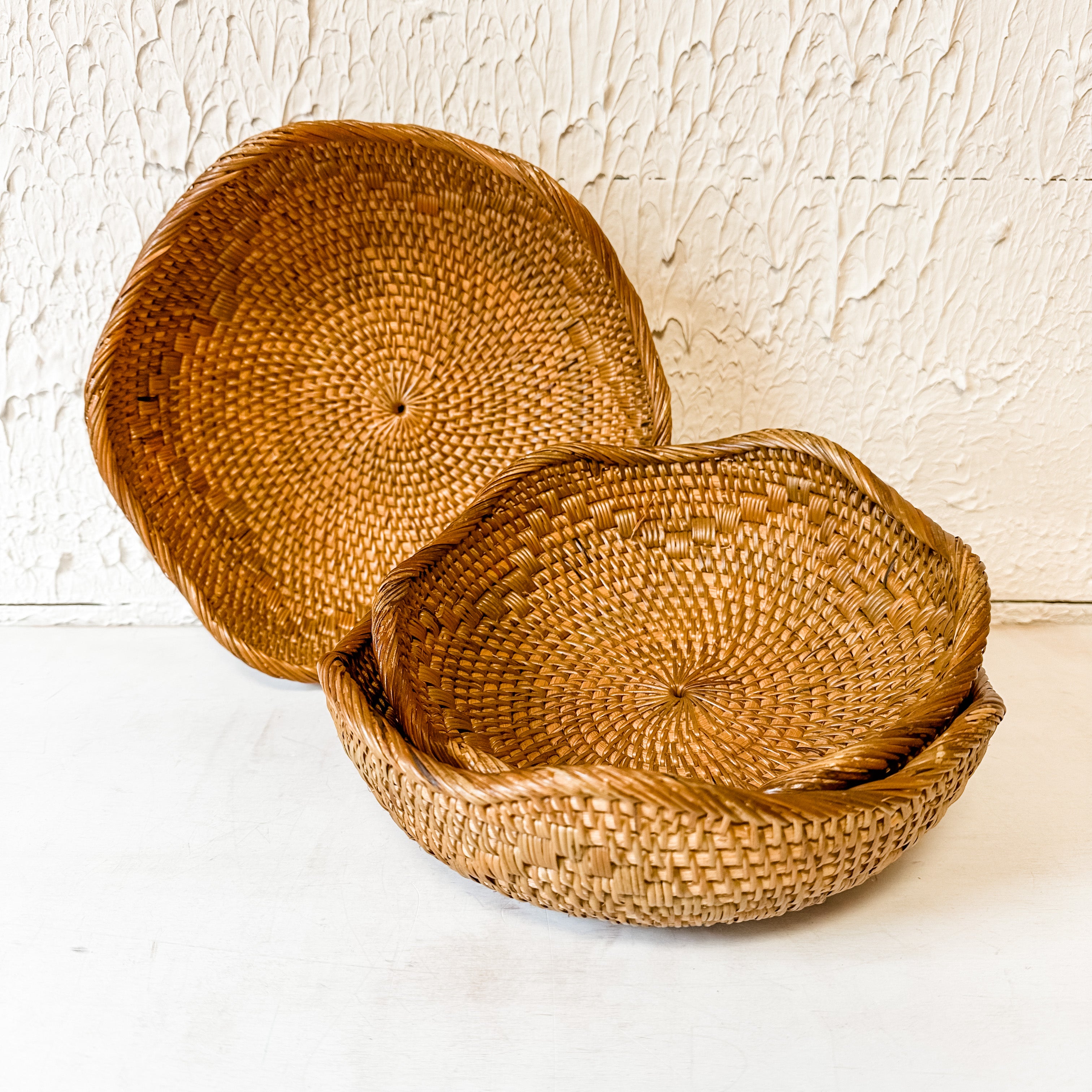 hand woven round rattan baskets the rustic barn ct