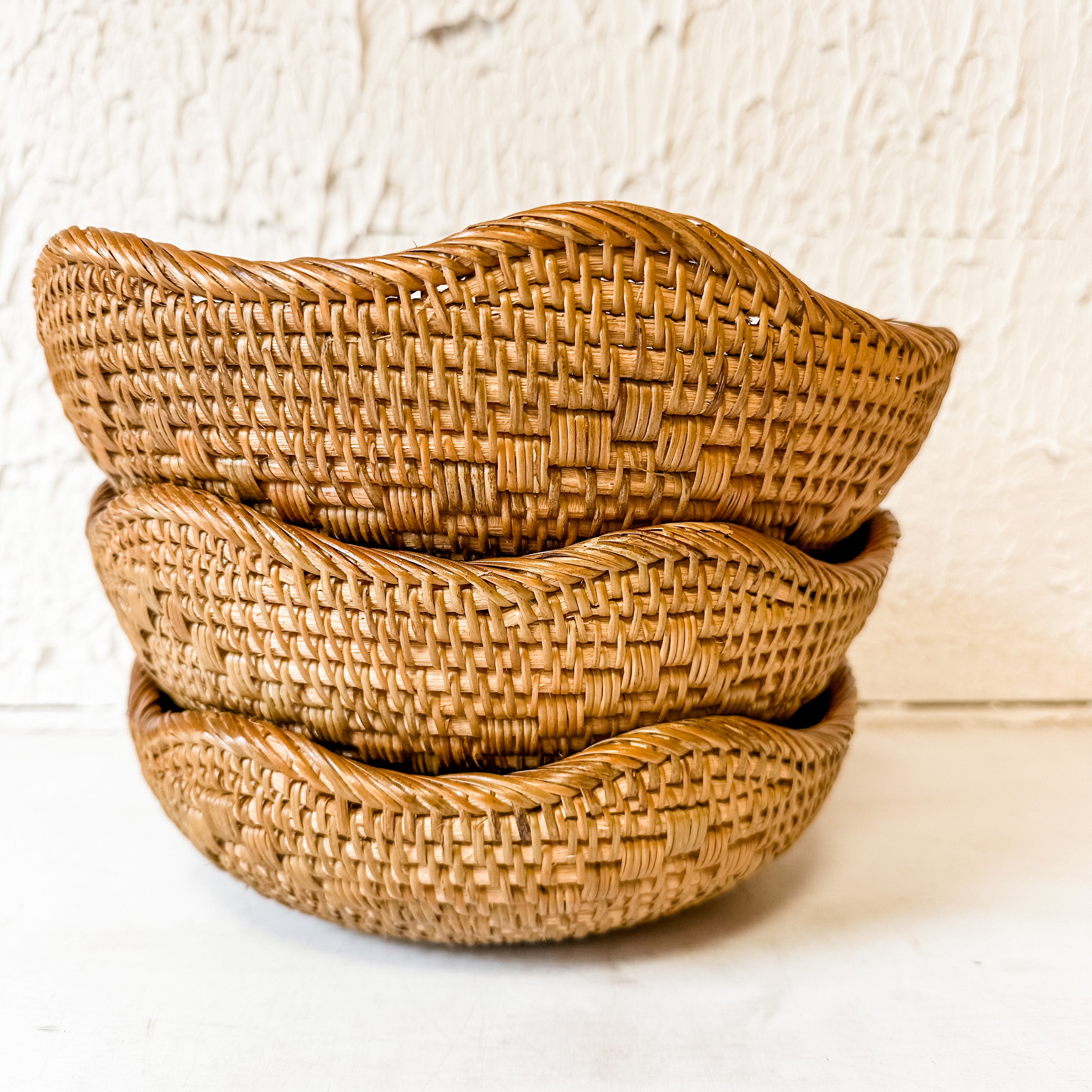 Hand-Woven Round Rattan Baskets