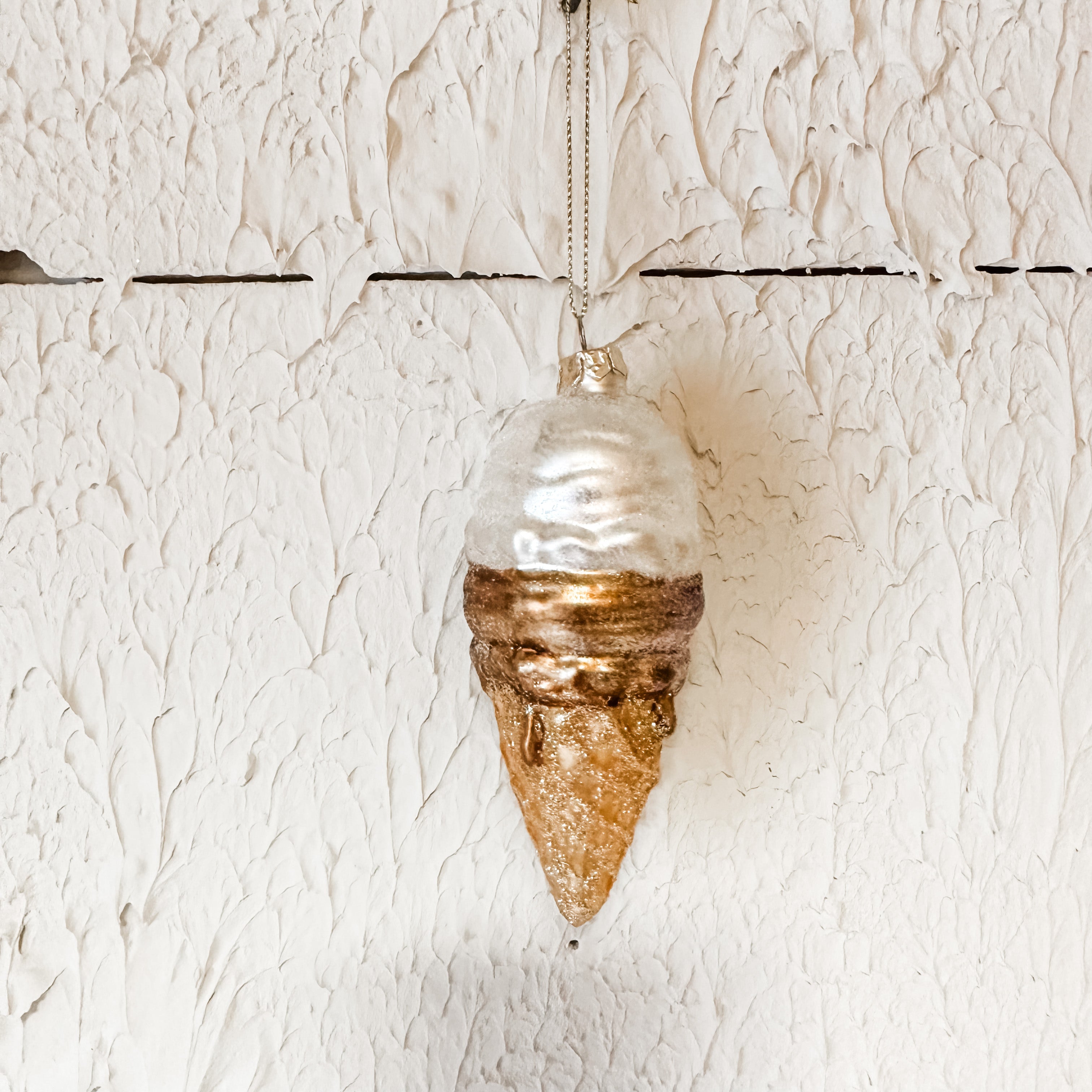 Handpainted mercury, glass, ice cream cone ornament the rustic barn c