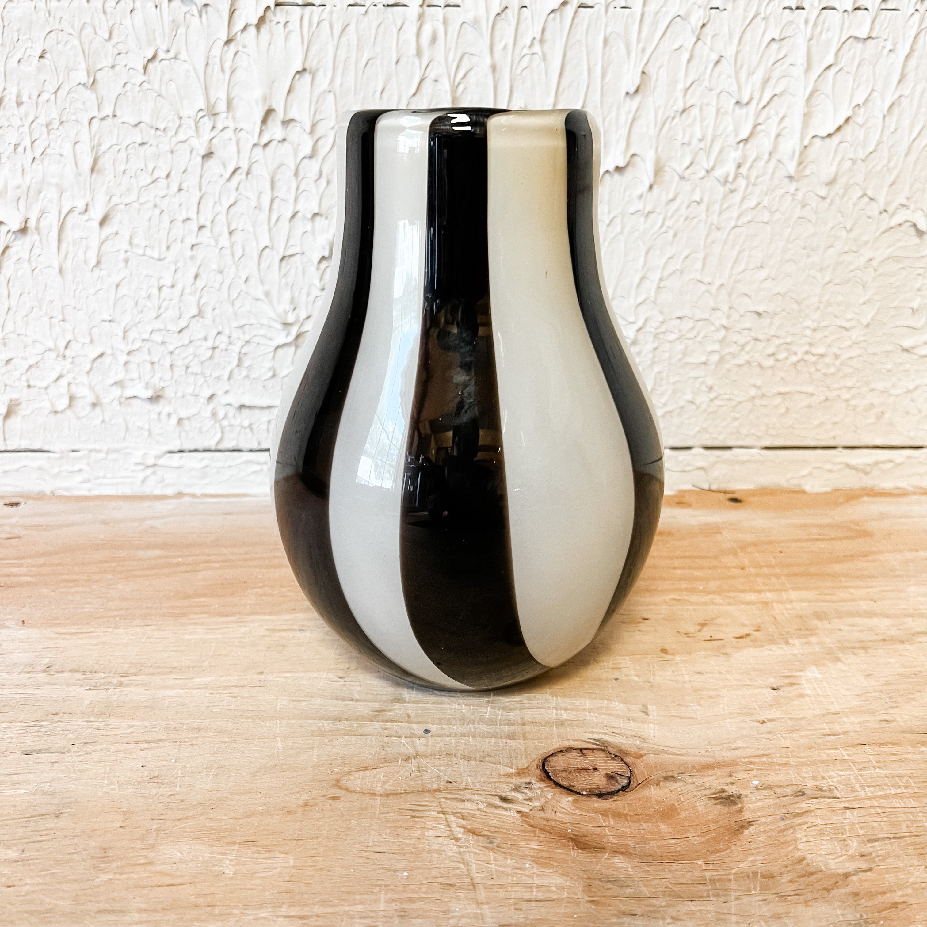 Glass Vase With Black & White Stripes