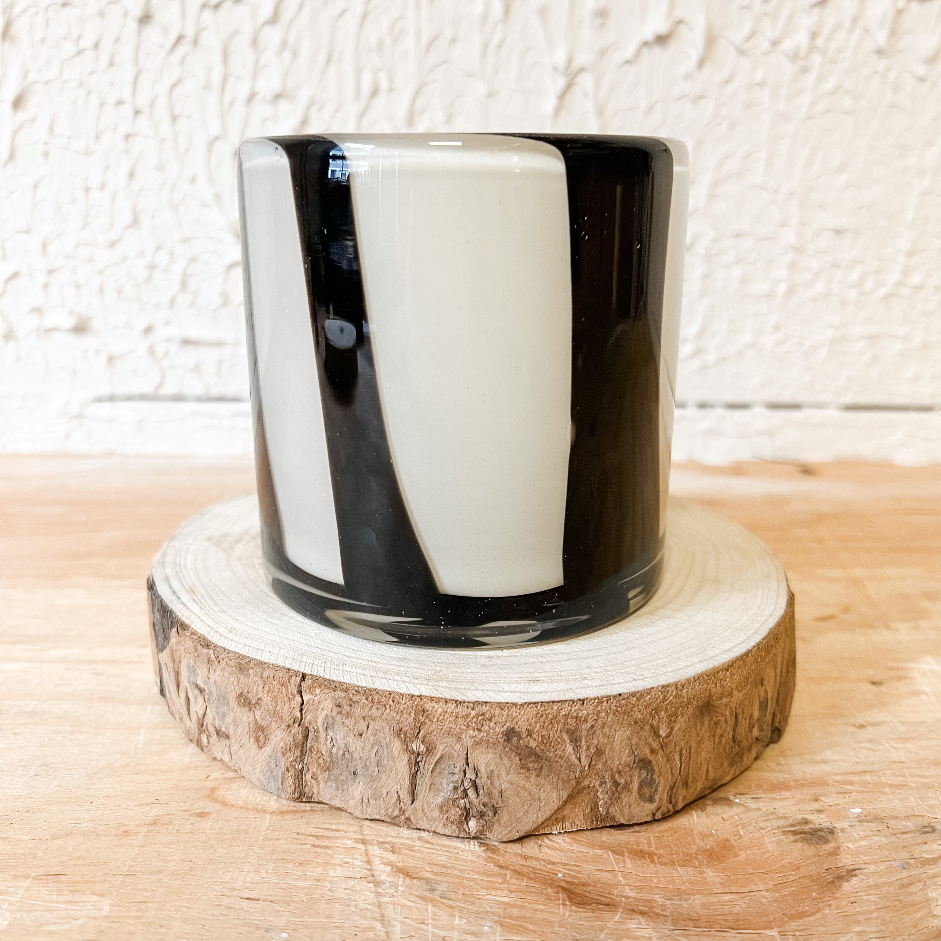 glass black and cream stripe votive holder the rustic barn ct