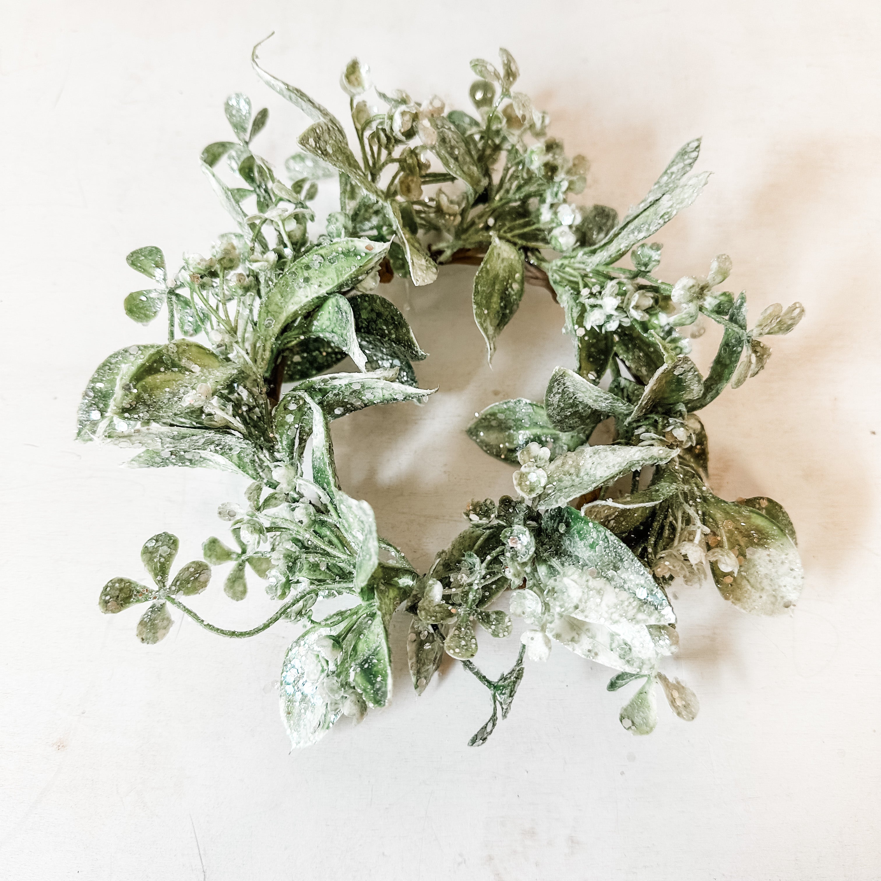 glittery foliage candle ring the rustic barn ct
