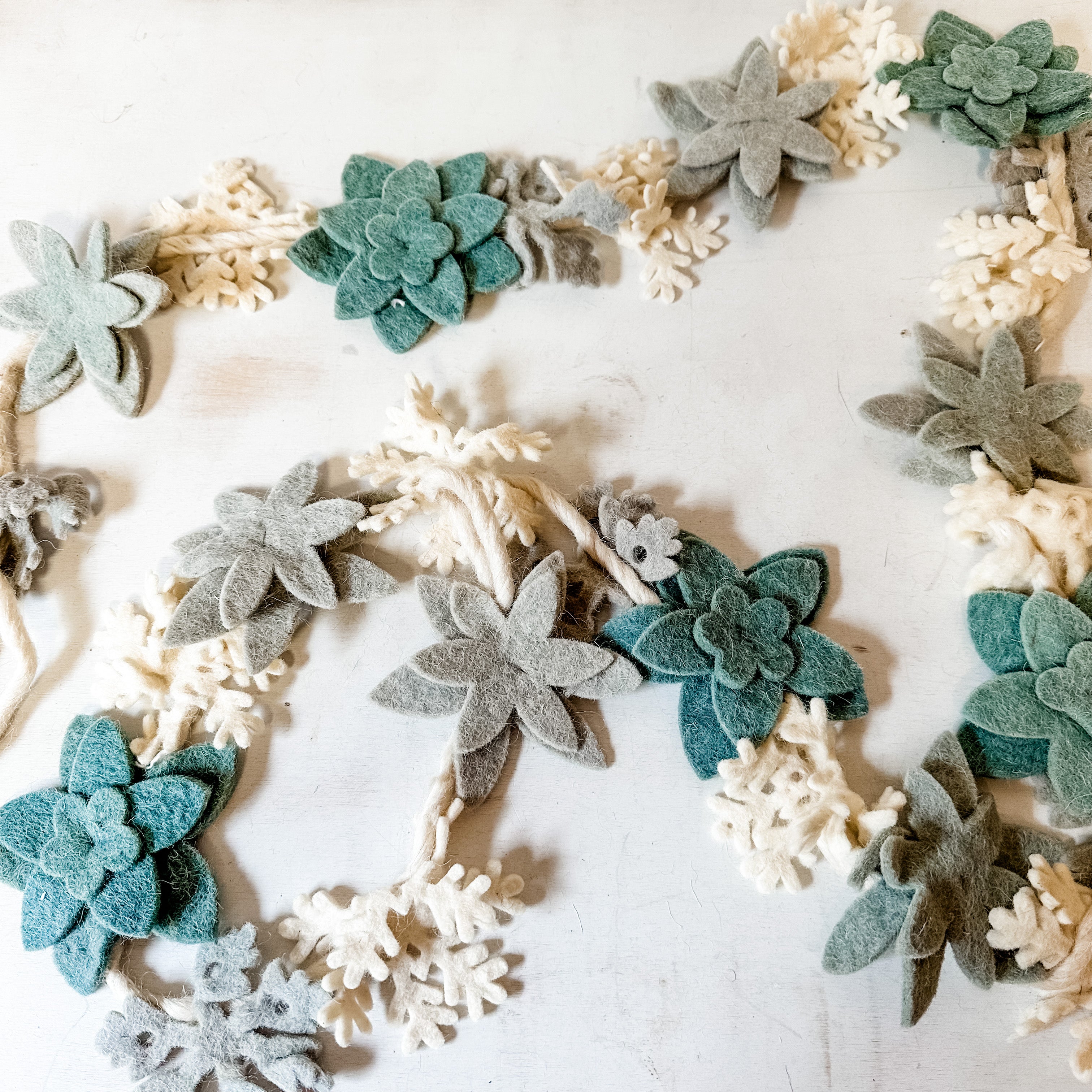 Wool Felt Garland With Snowflakes and Flowers