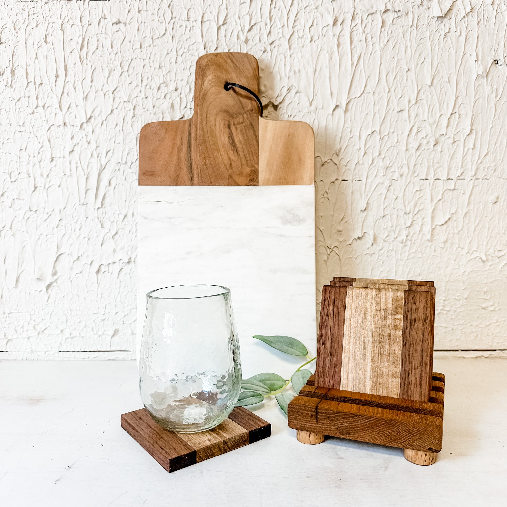 Hand-made Wooden Coasters With Stand Up Holder – Rustic Barn CT
