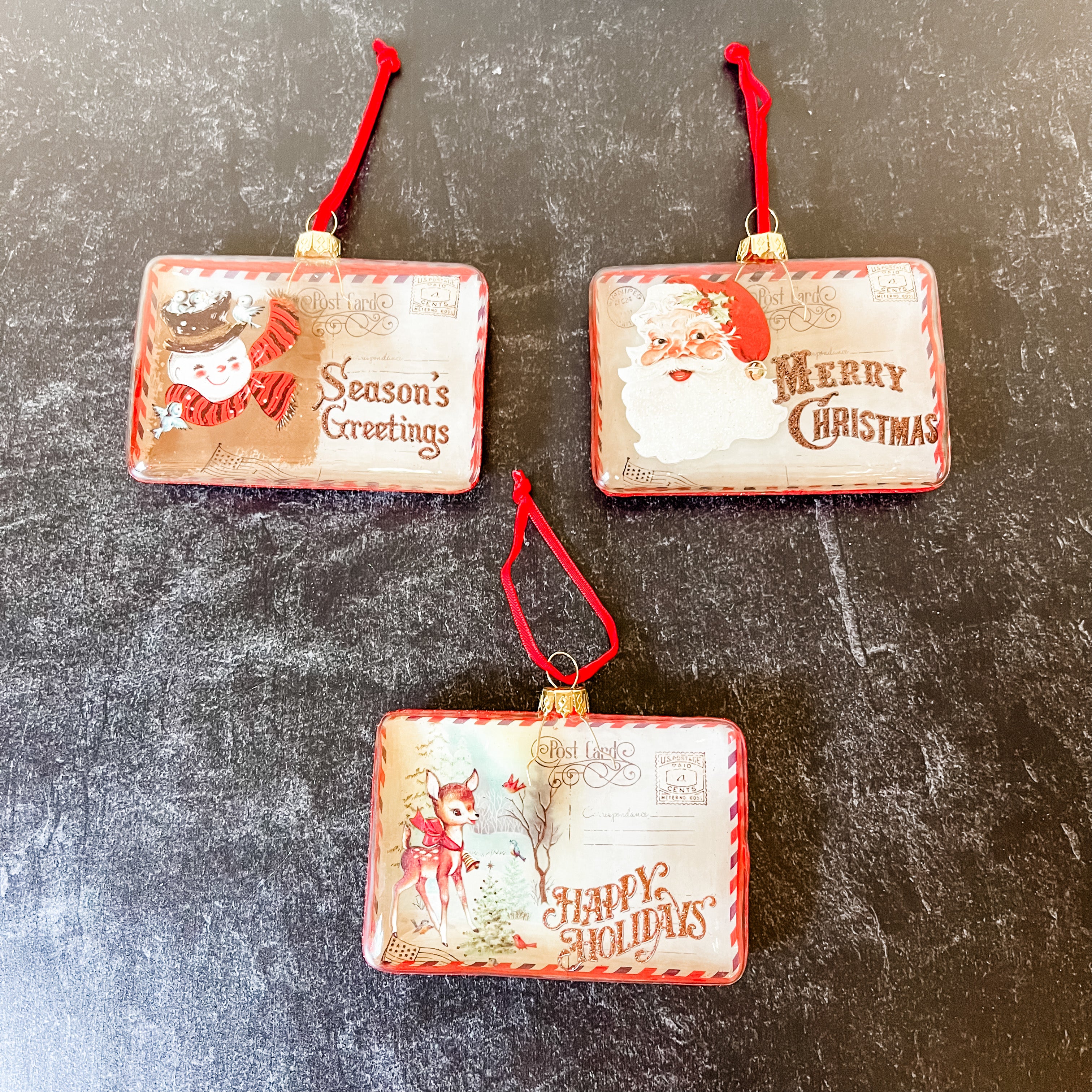 vintage looking glass postcard ornaments the rustic barn ct