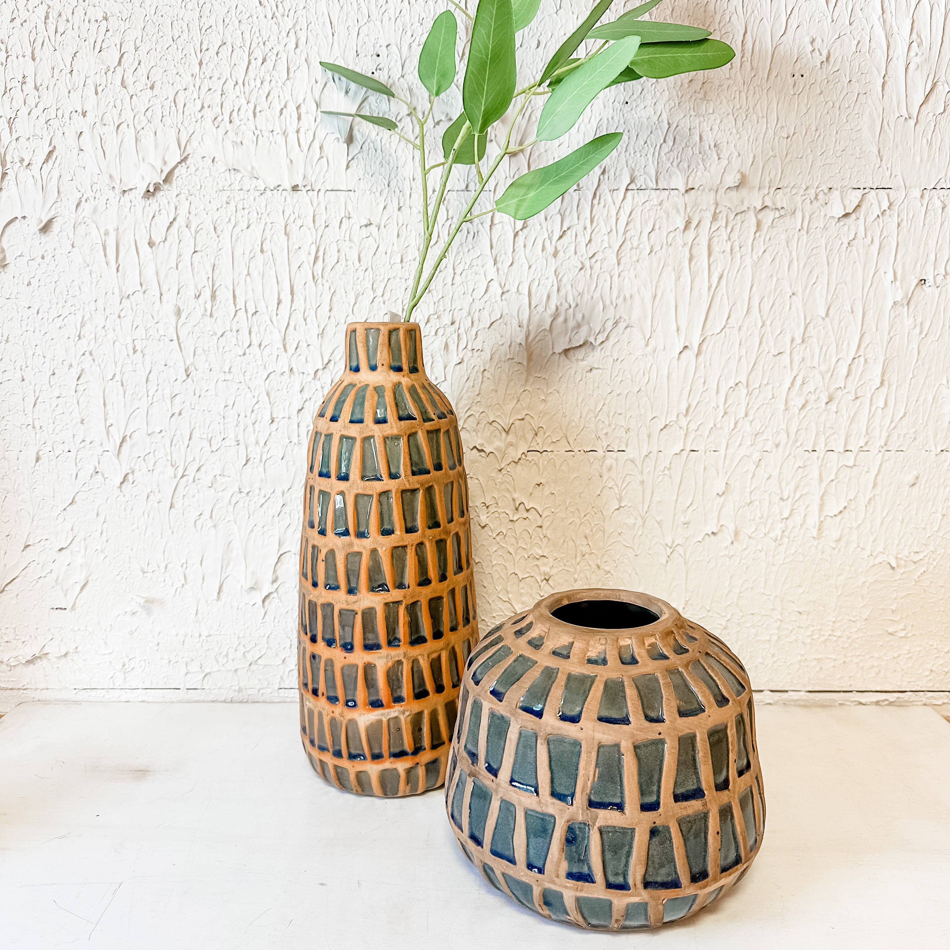 Debossed Terra-cotta Tall Vase
