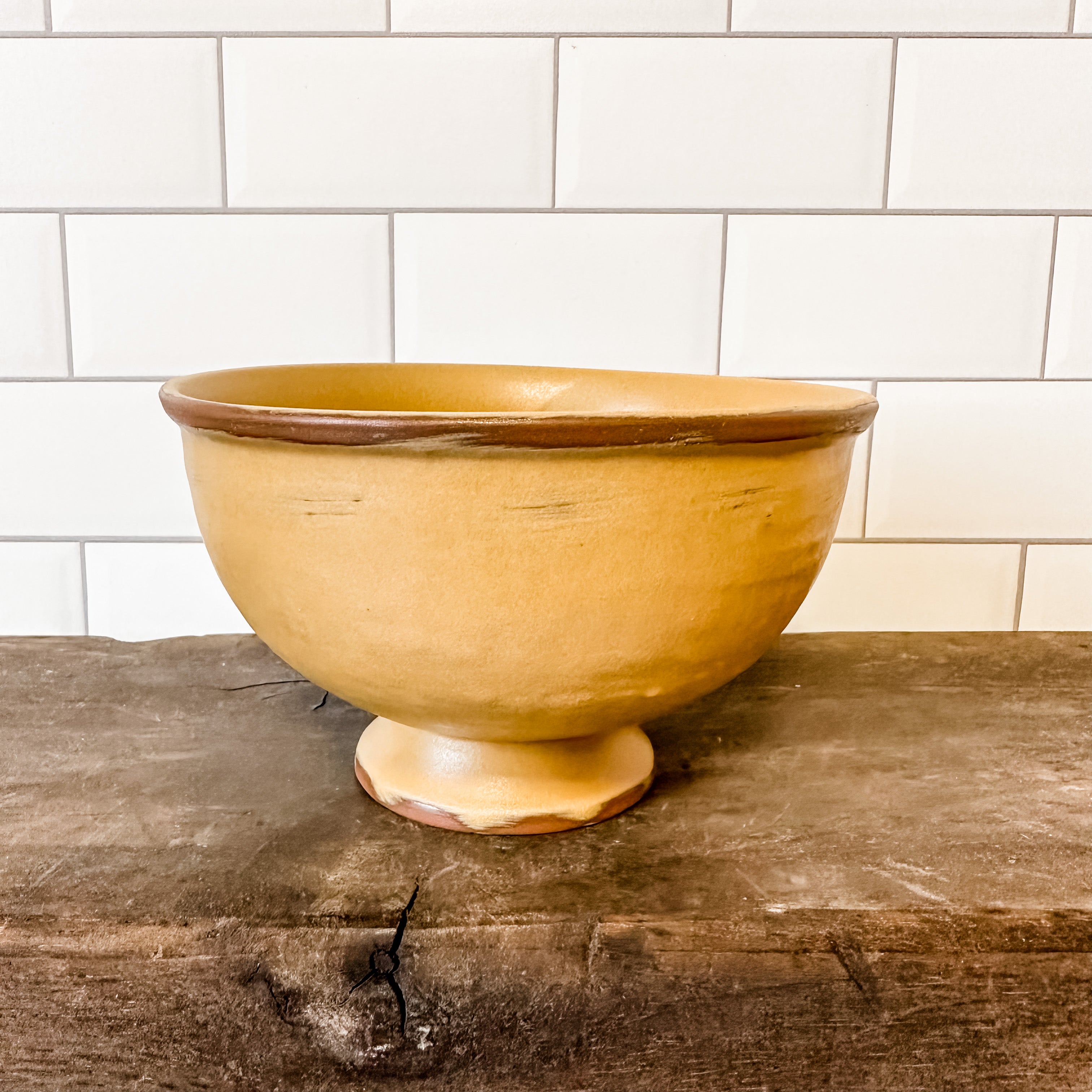Stoneware Footed Bowl W/Reactive Glaze