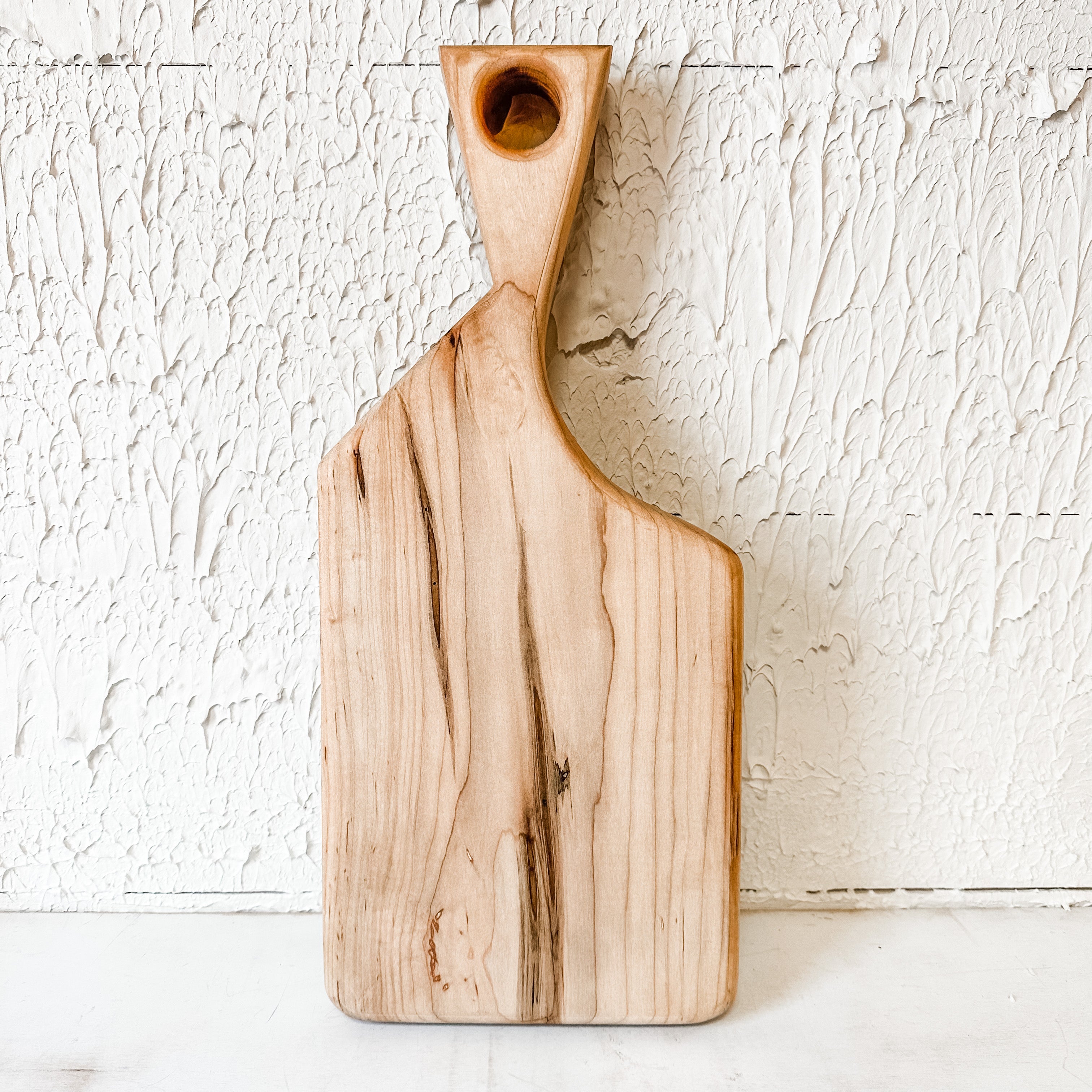 Hand-Made Cheese Board With Abstract Handle