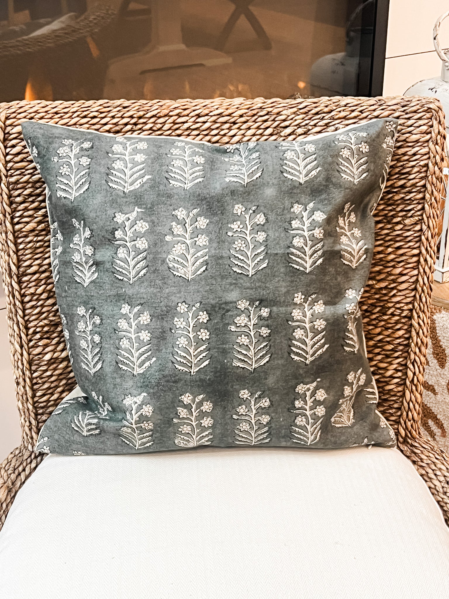 indian print linen blend pillow at the rustic barn in Killingworth ct
