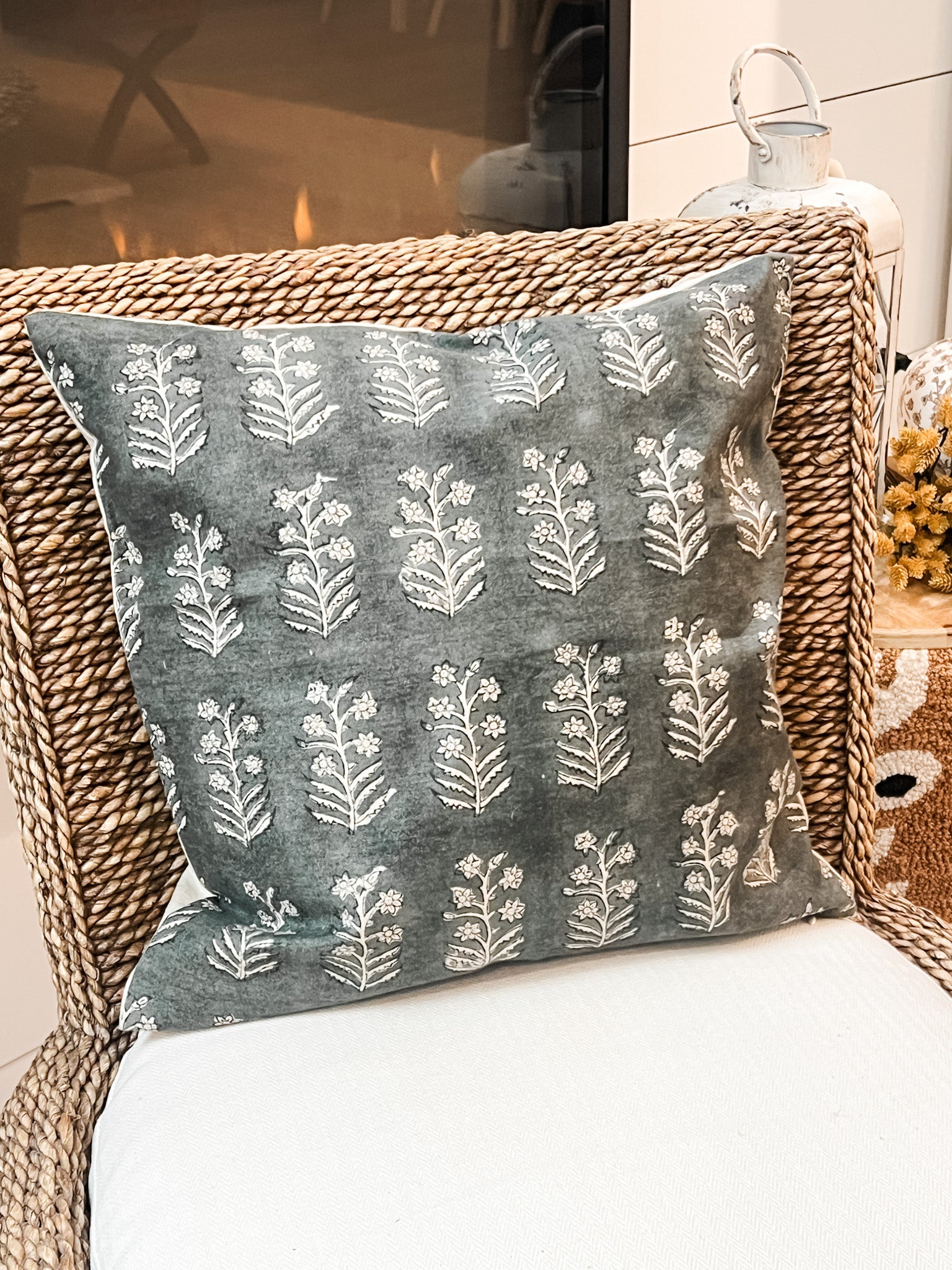 indian print linen blend pillow at the rustic barn in Killingworth ct