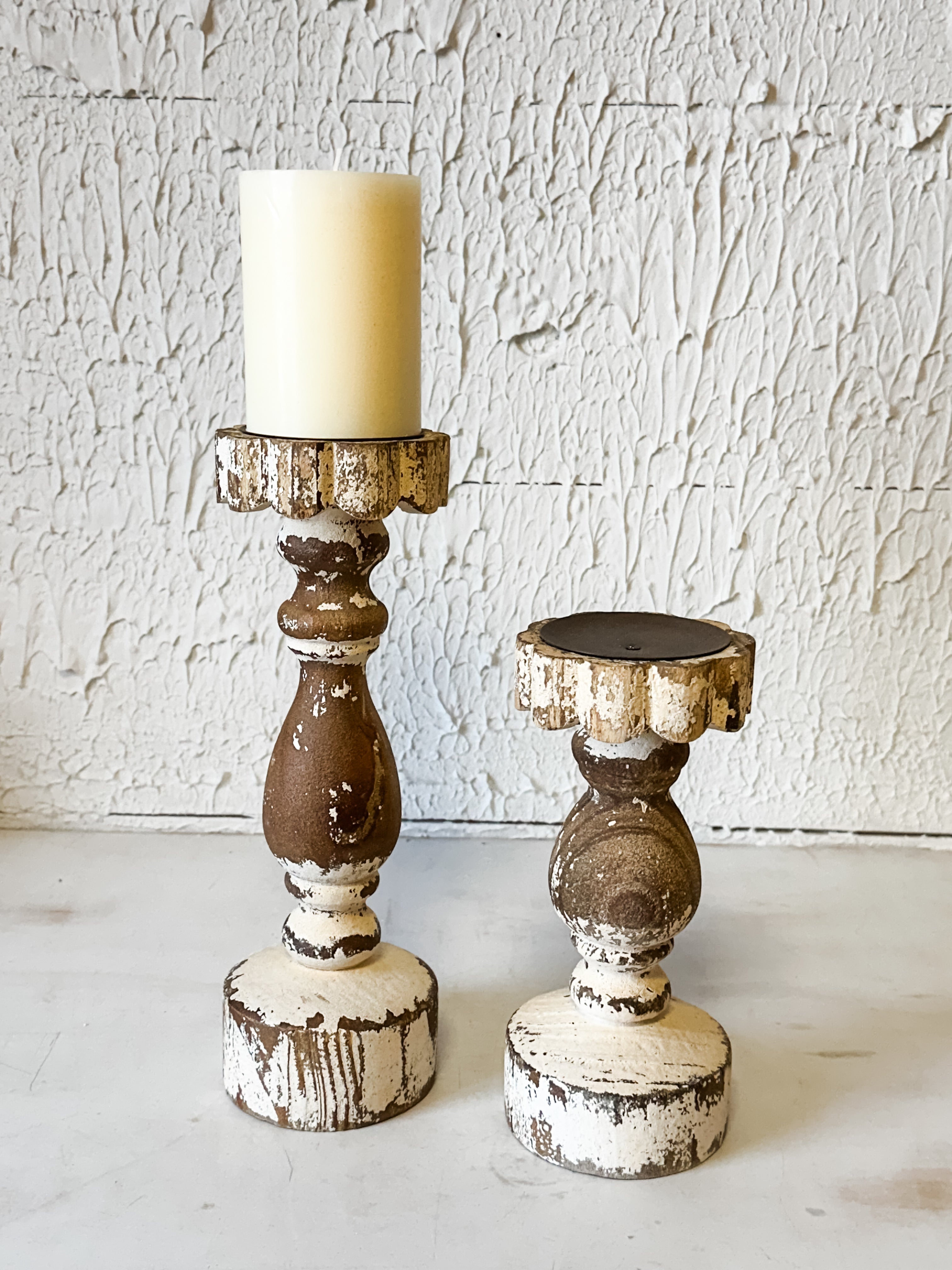 Rustic Metal & Wood Pillar Candle Holder at the Rustic Barn in Killingworth, CT