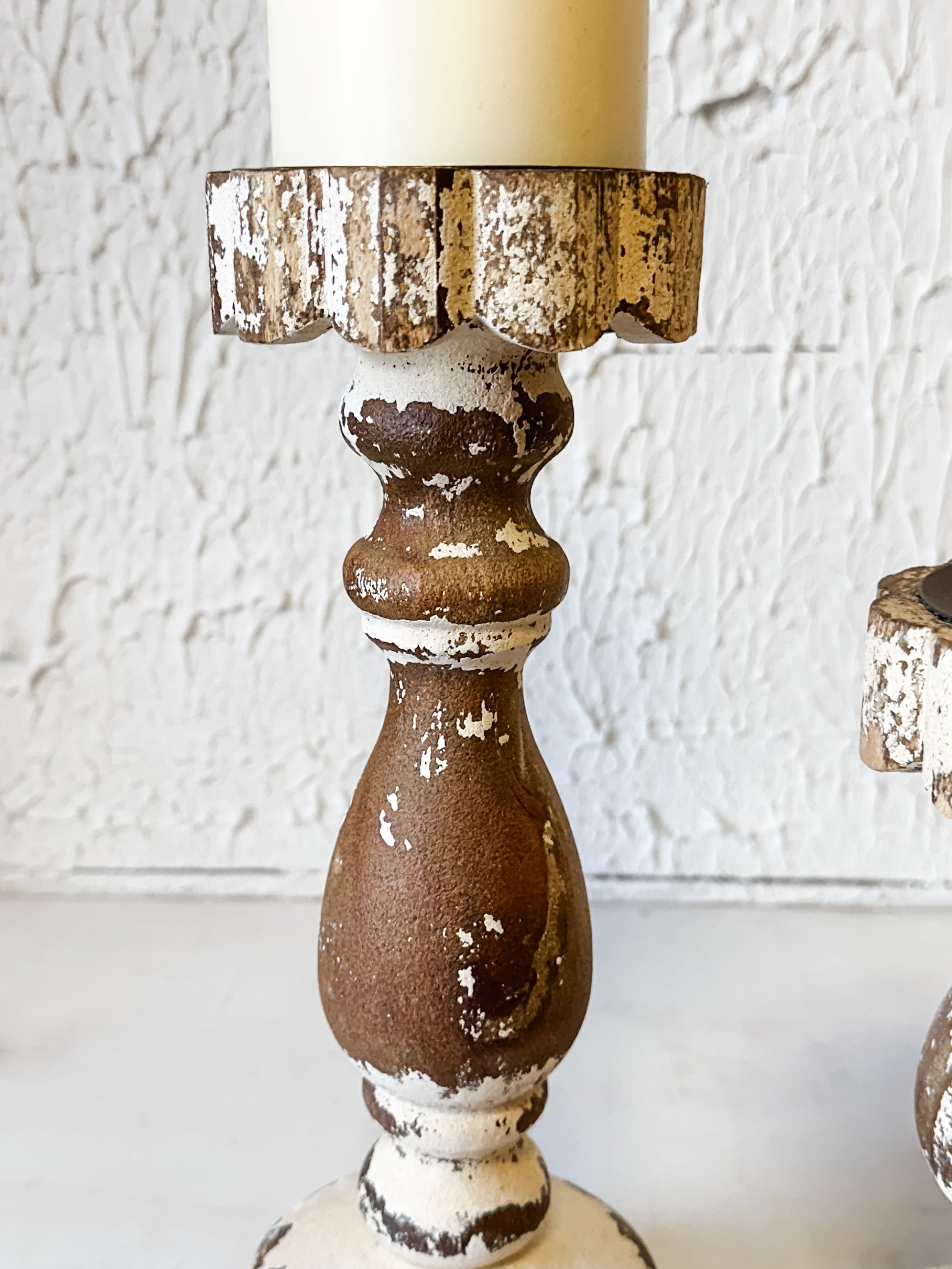 Rustic Metal & Wood Pillar Candle Holder at the Rustic Barn in Killingworth, CT