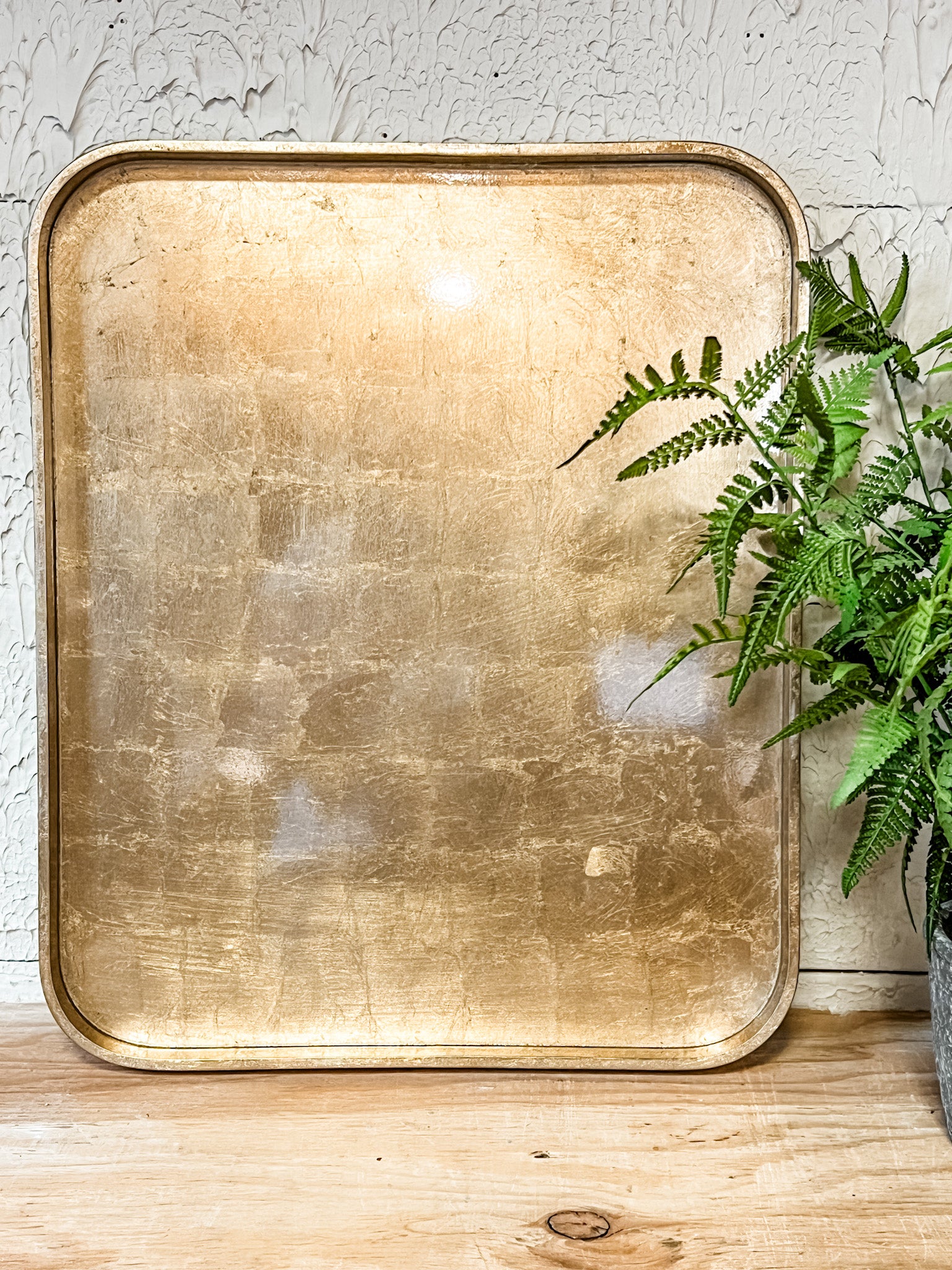 lacquer trays with foil finish in copper and gold at the rustic barn in killingworth ct