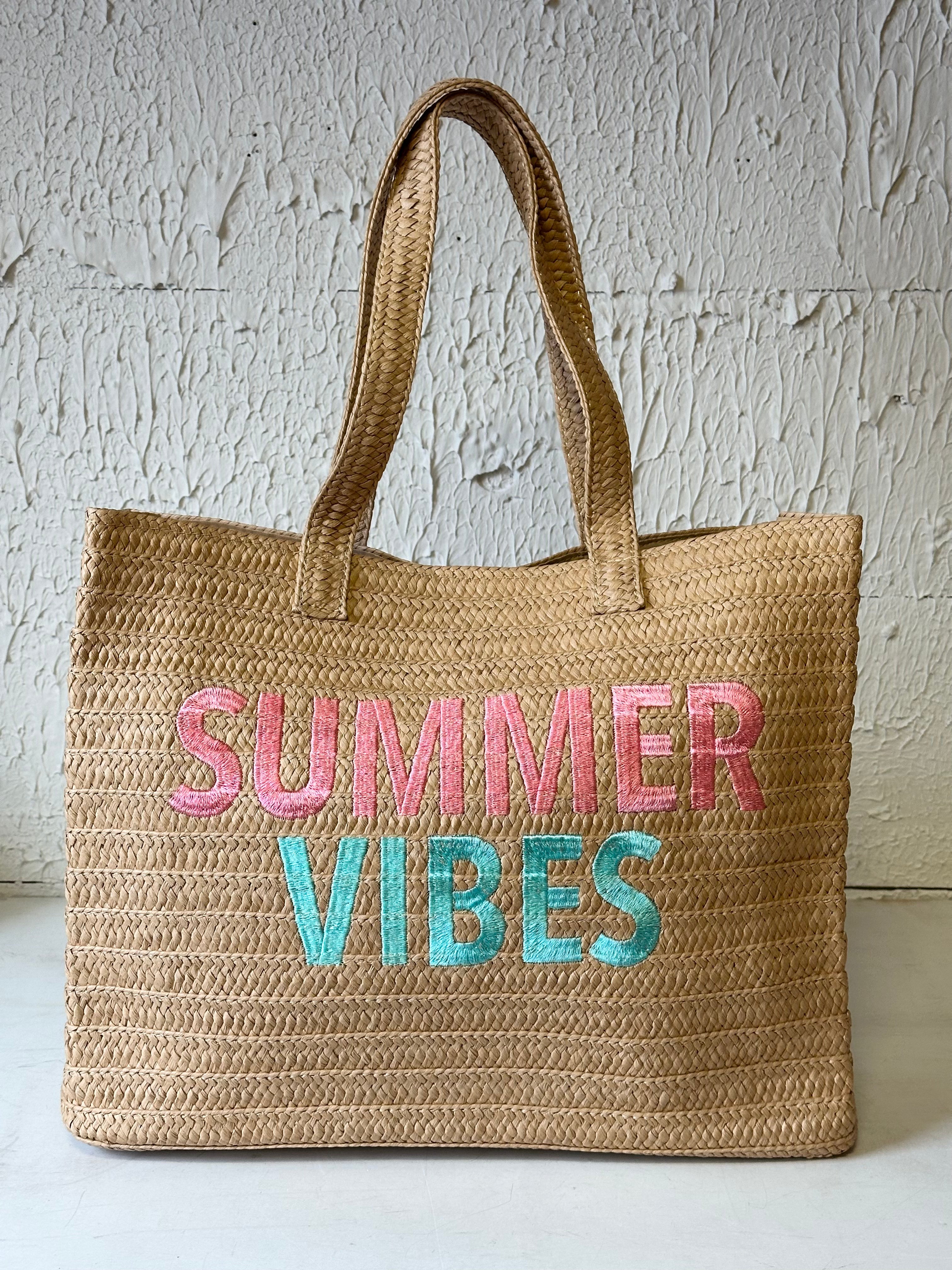 Large Palma Summer Vibes Embroidered Tote Bag at the Rustic Barn in Killingworth, CT