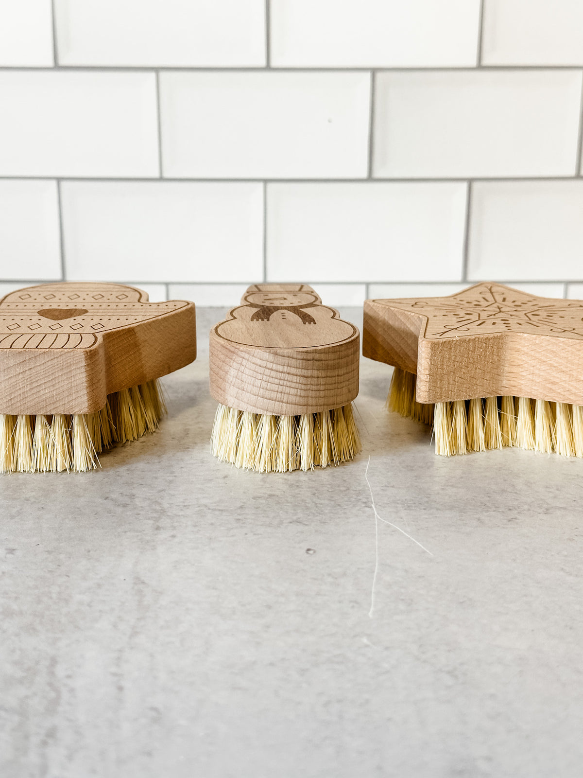 beech wood holiday shaped dish brush at the rustic barn in killingworth ct