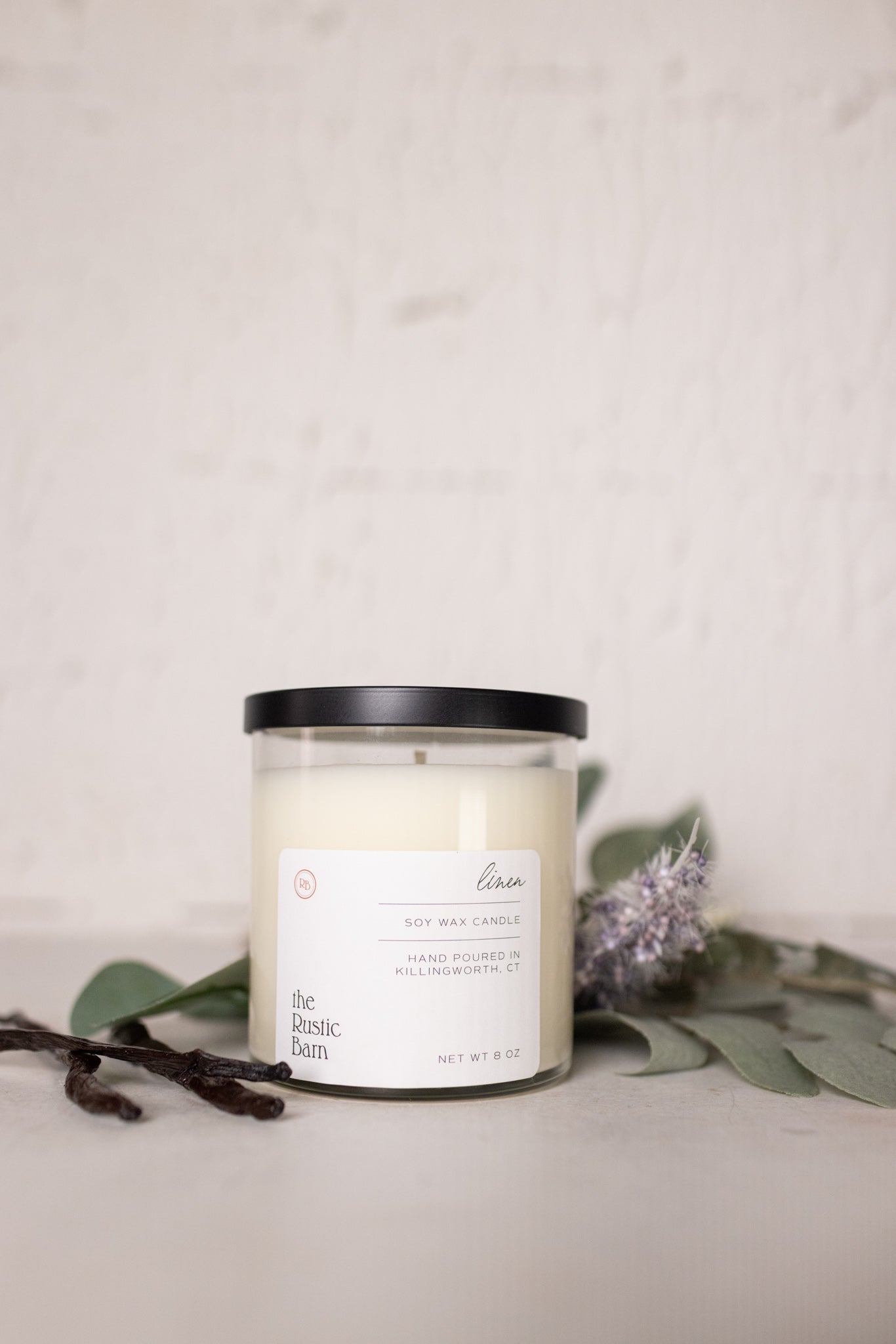 lavender and vanilla hand-poured soy candle at the rustic barn in Killingworth ct