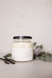 lavender and vanilla hand-poured soy candle at the rustic barn in Killingworth ct