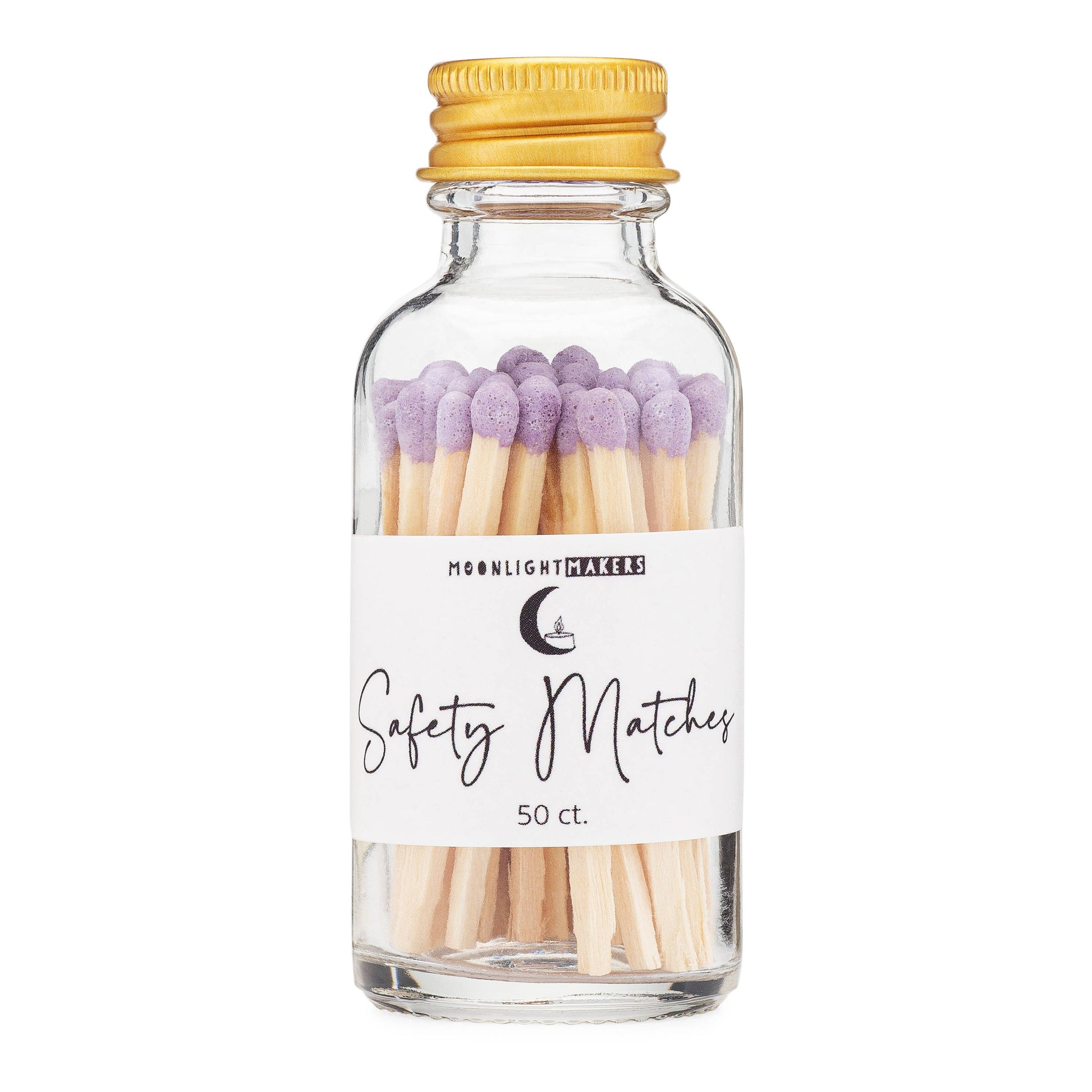 lavender fancy safety matches in glass bottle at the rustic barn in Killingworth ct