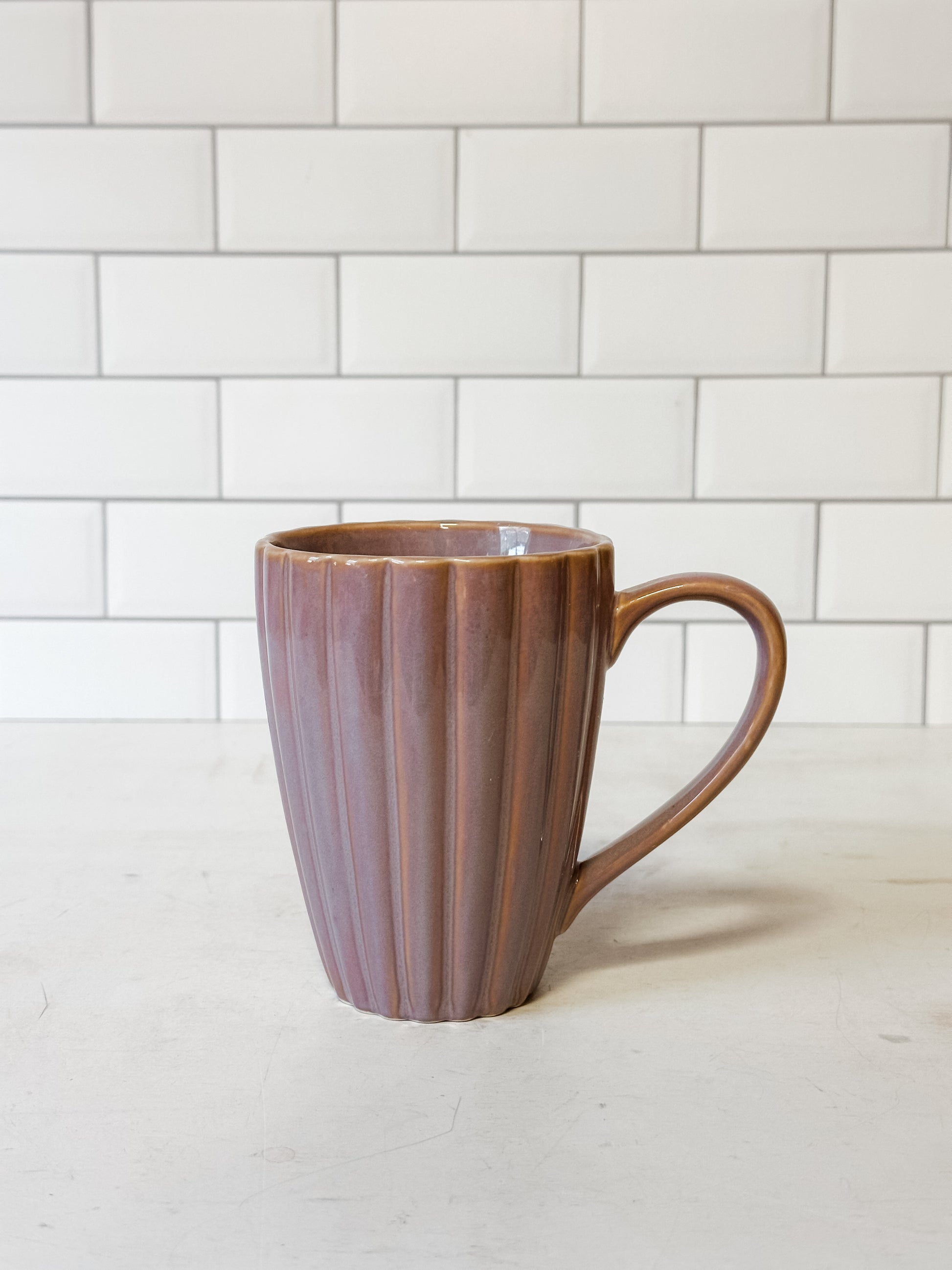 lavender stoneware ribbed mug at the Rustic Barn in Killingworth CT