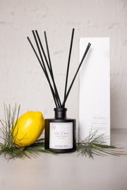 lemon and pine hand poured reed diffuser at the rustic barn in Killingworth ct